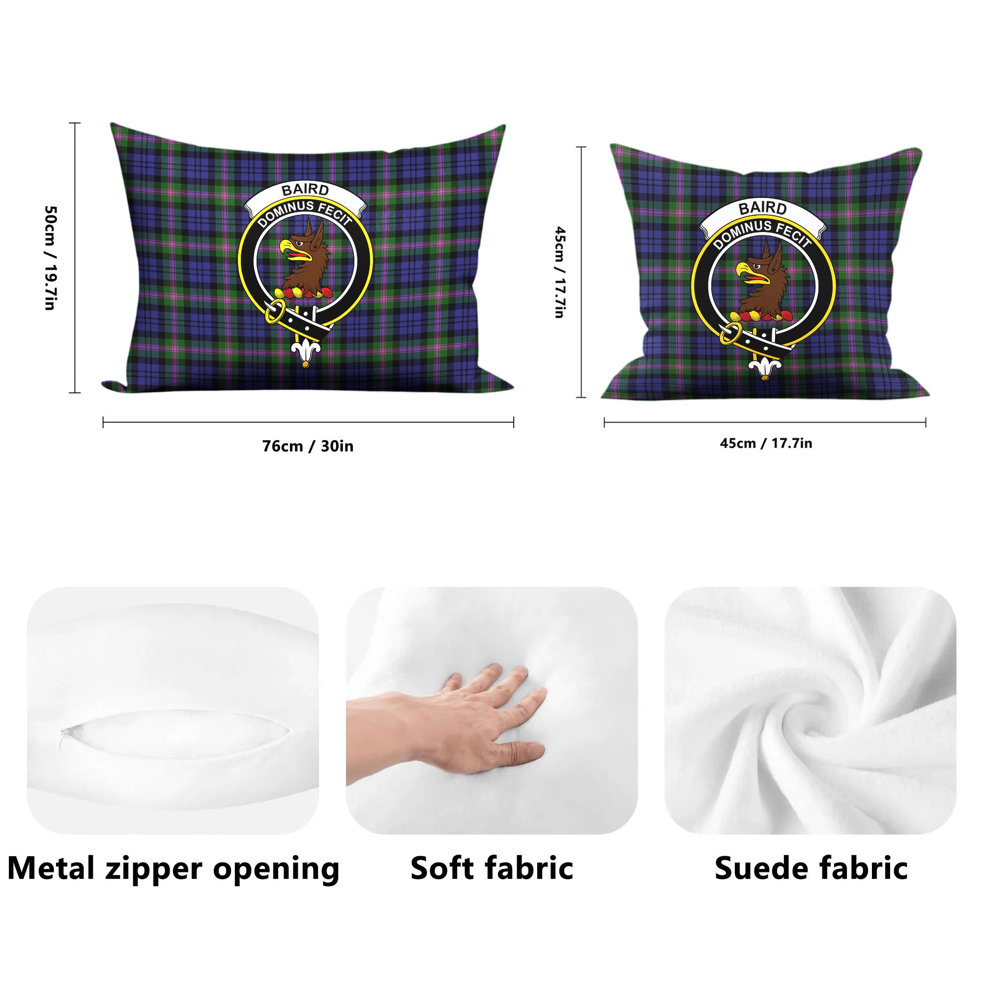 Baird Modern Tartan Crest Pillow Cover