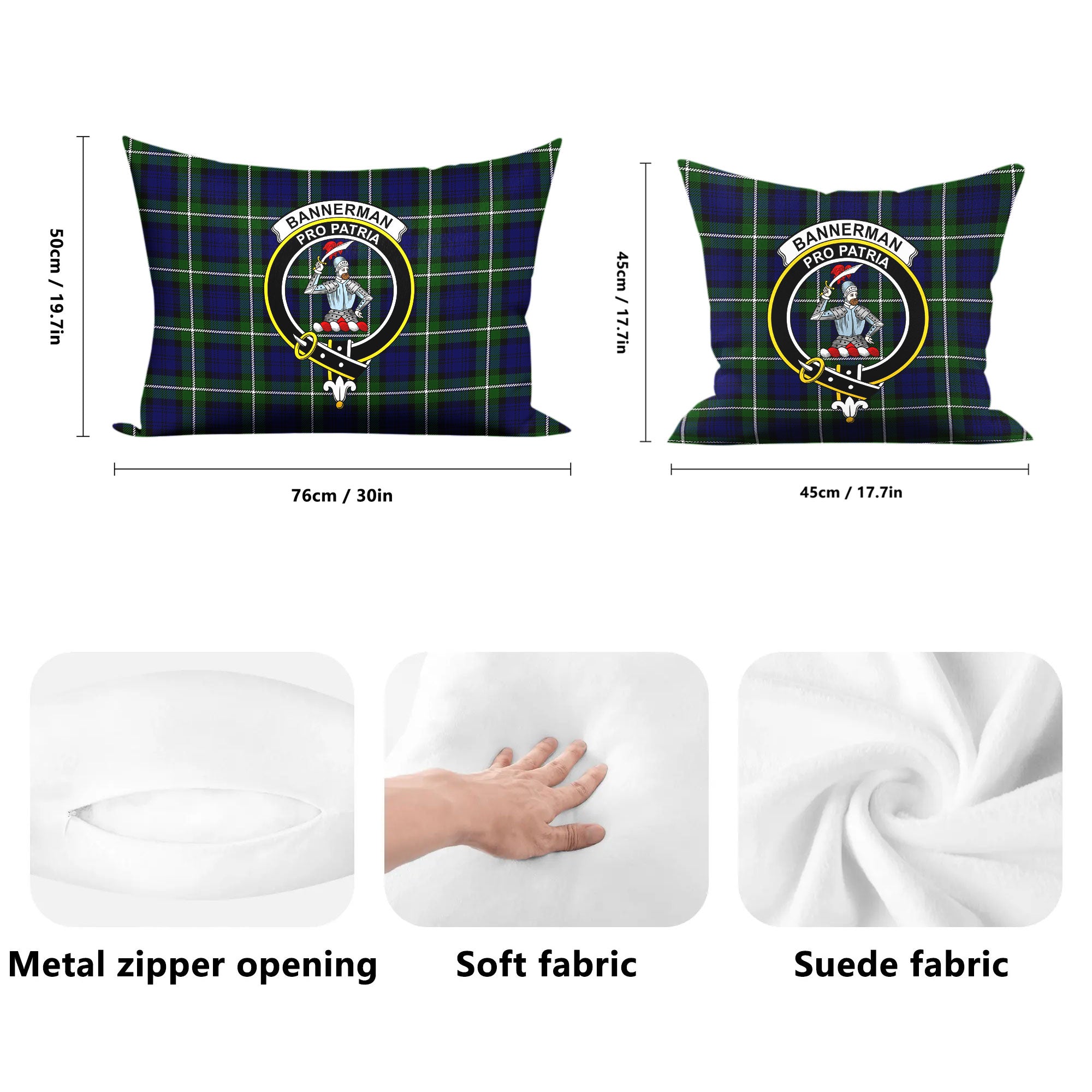 Bannerman Tartan Crest Pillow Cover