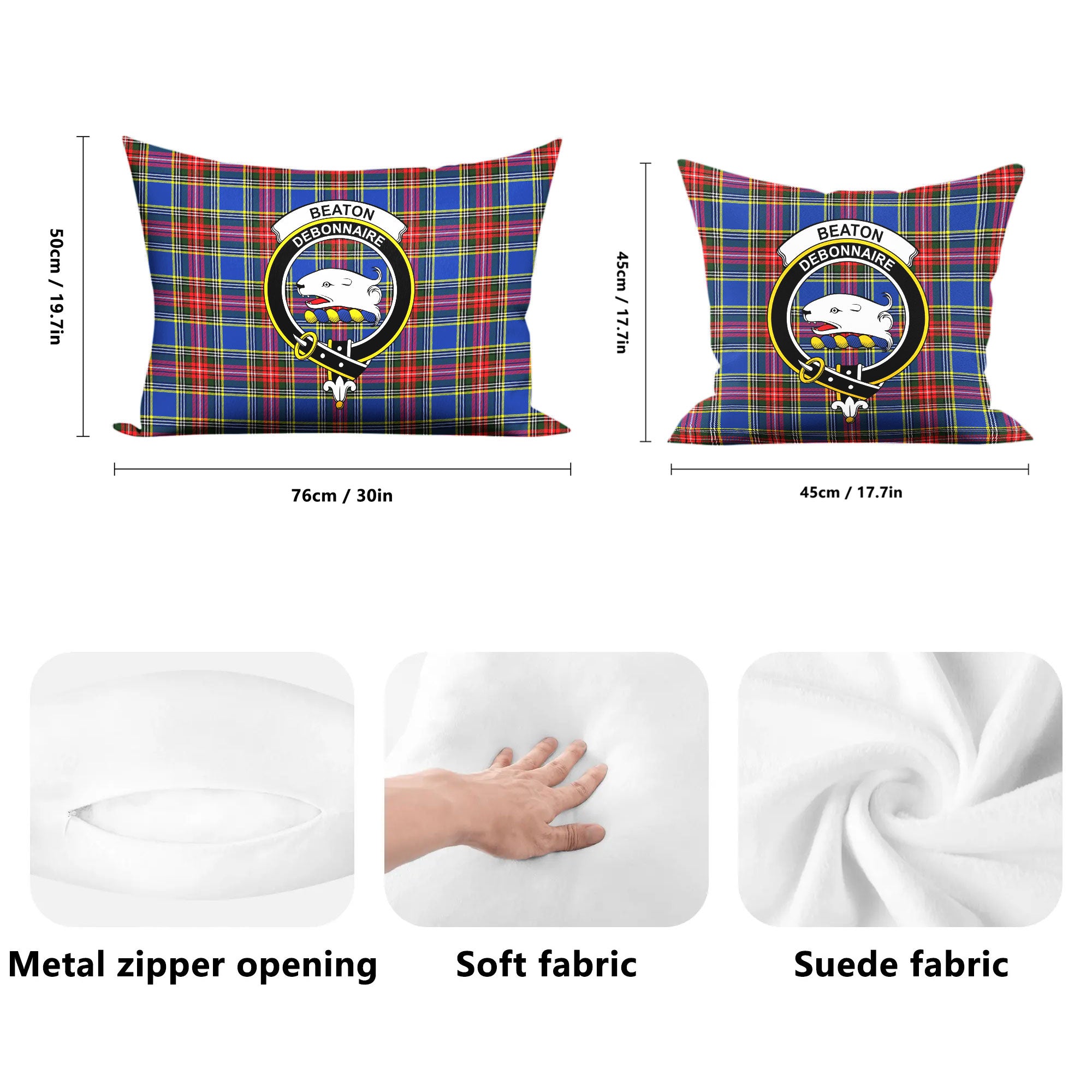 Beaton Modern Tartan Crest Pillow Cover