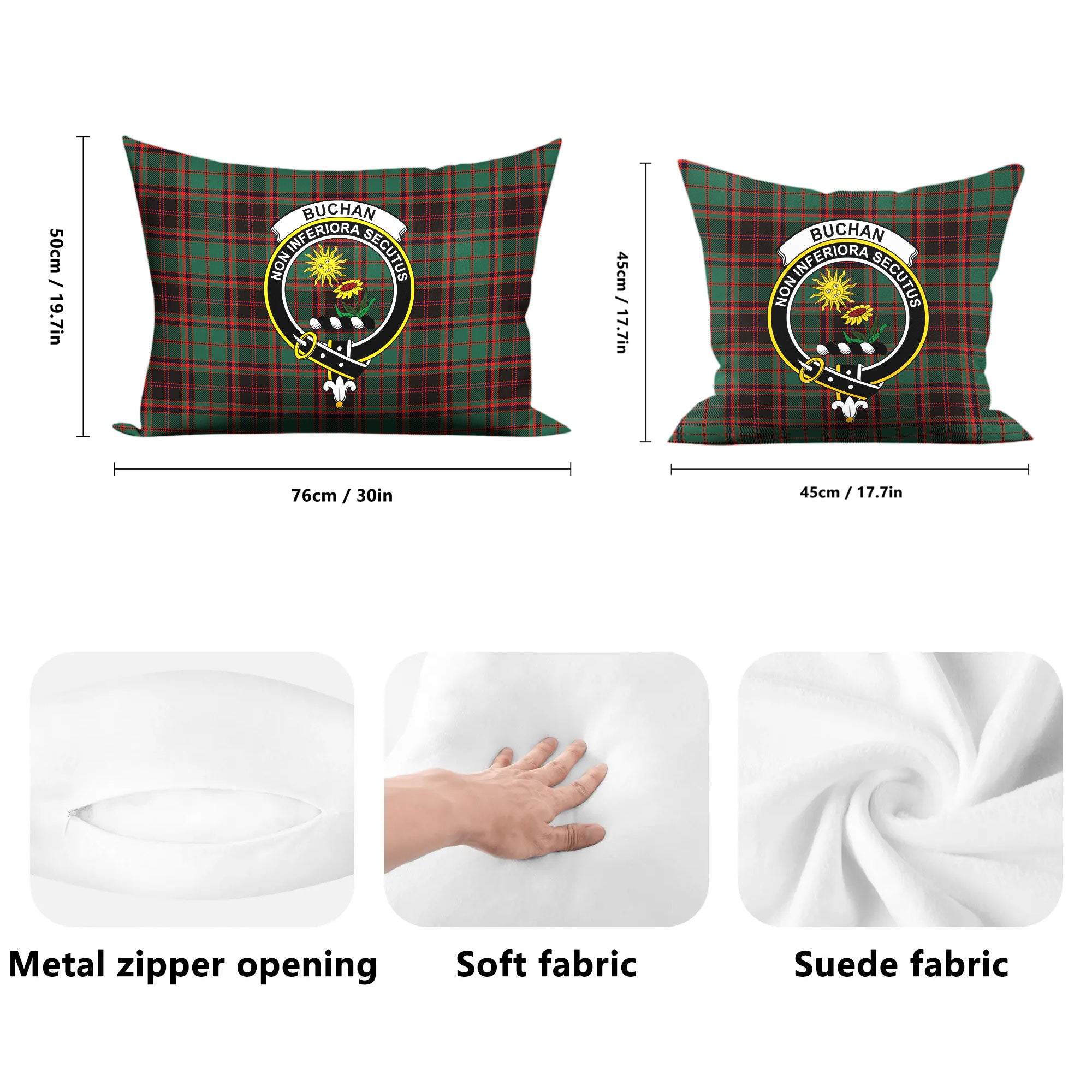 Buchan Ancient Tartan Crest Pillow Cover