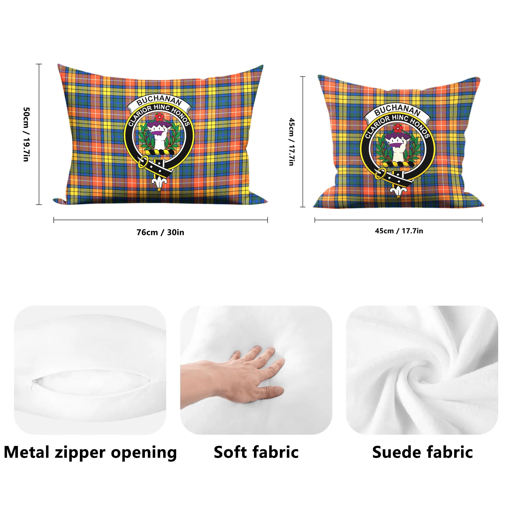 Buchanan Ancient Tartan Crest Pillow Cover