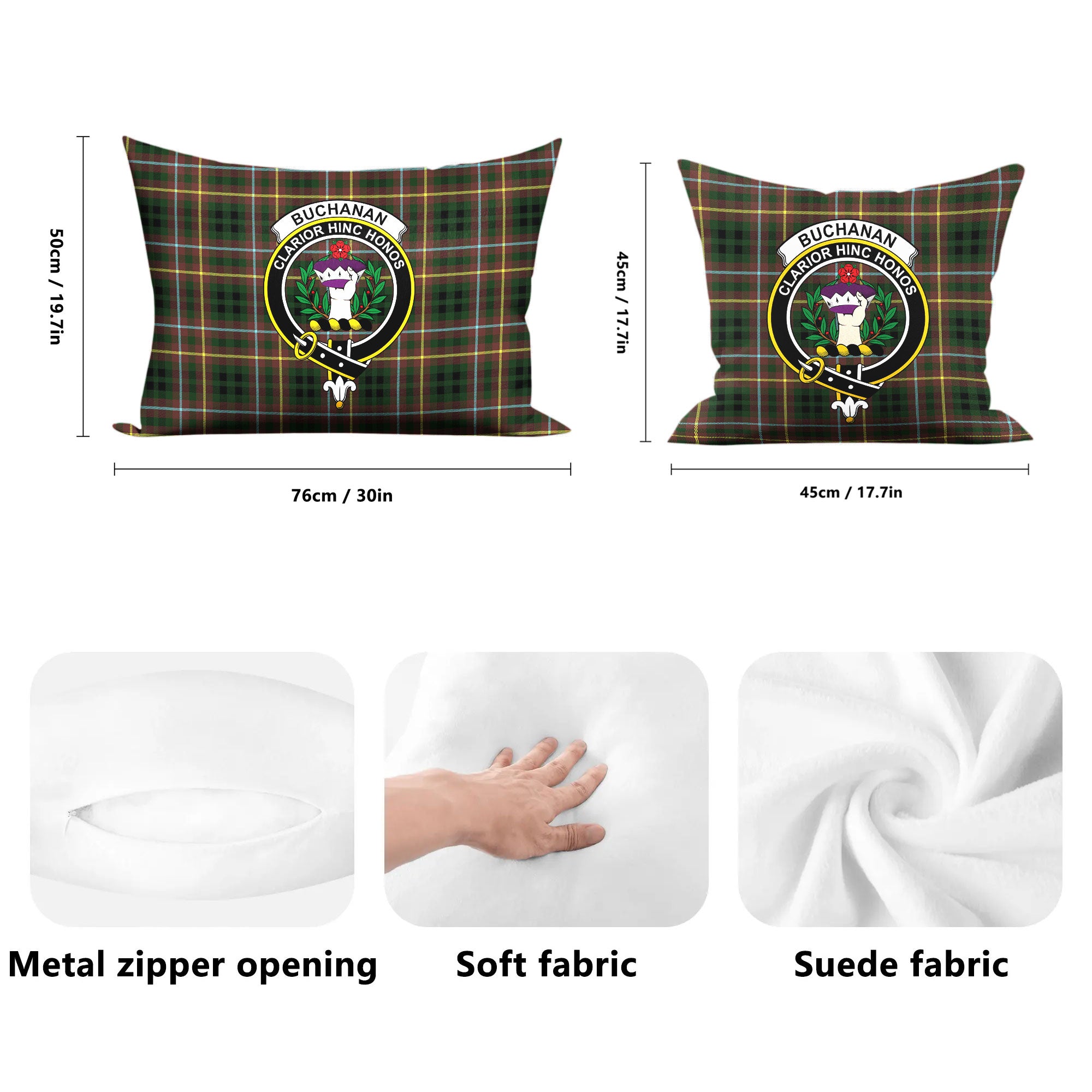 Buchanan Hunting Tartan Crest Pillow Cover