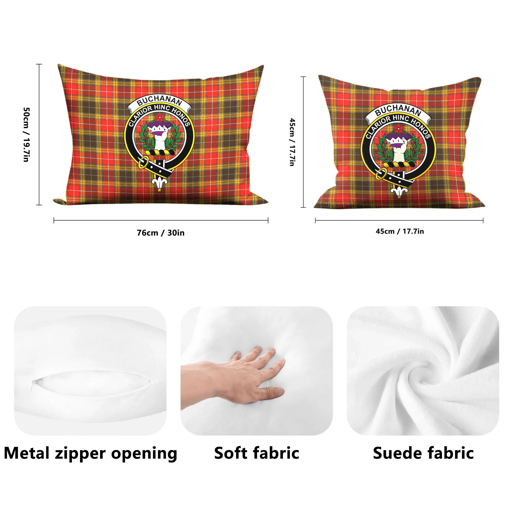 Buchanan Old Set Weathered Tartan Crest Pillow Cover