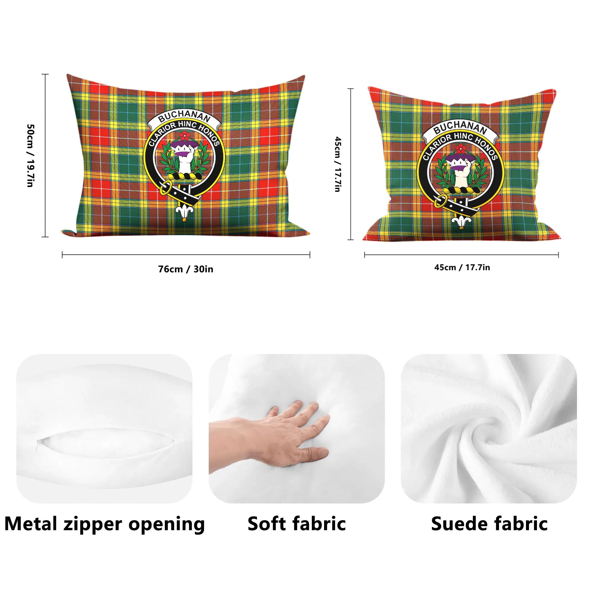 Buchanan Old Sett Tartan Crest Pillow Cover