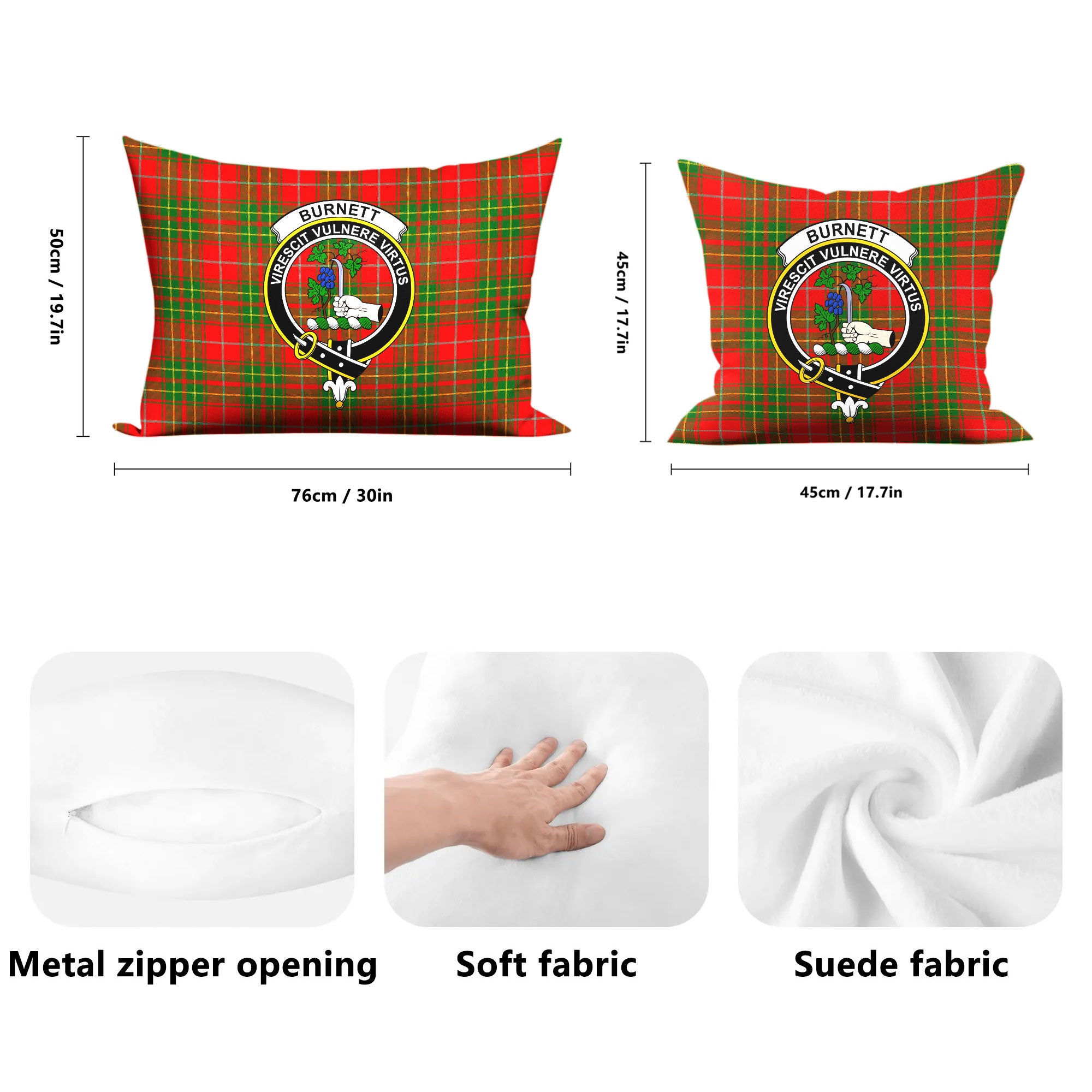 Burnett Ancient Tartan Crest Pillow Cover