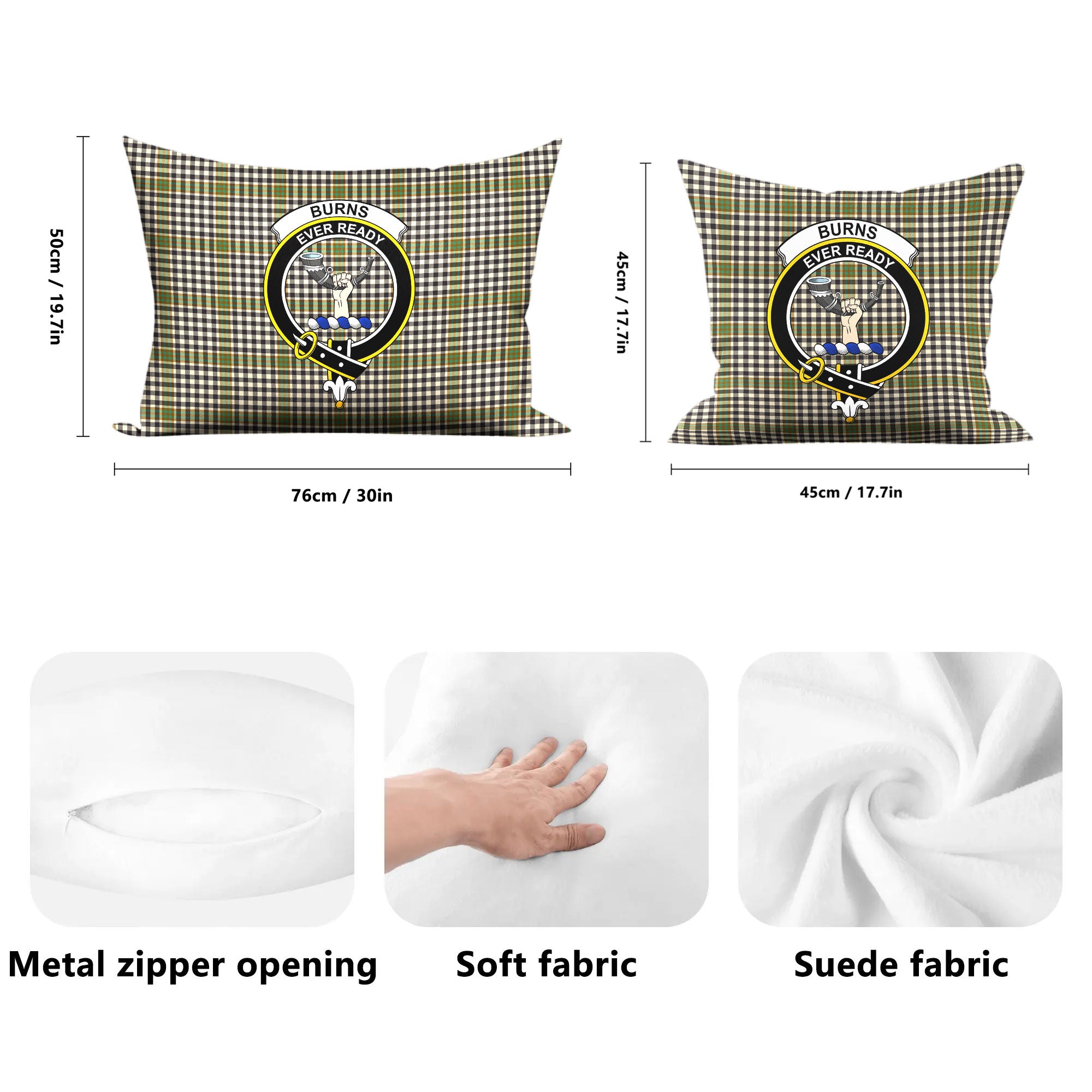 Burns Check Tartan Crest Pillow Cover