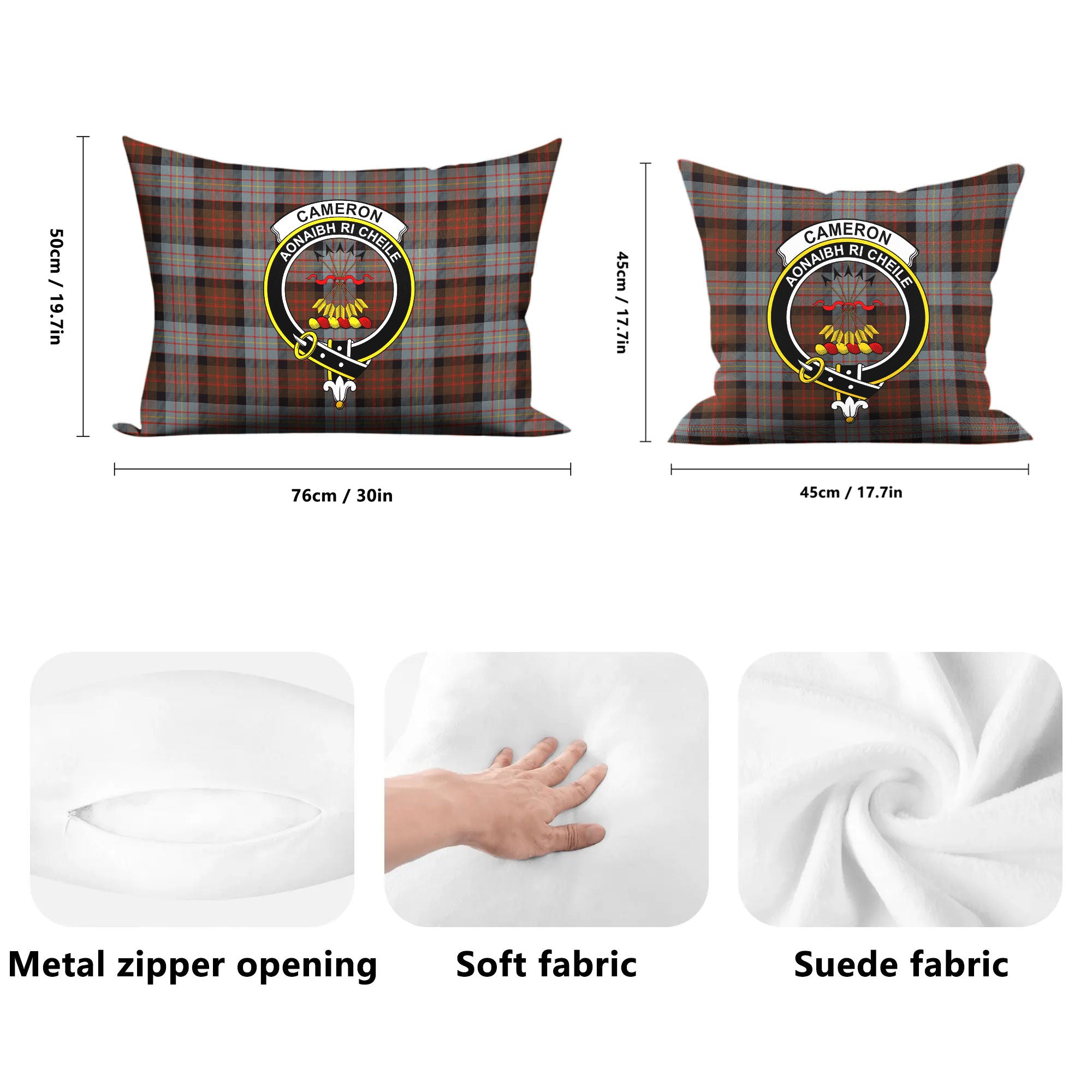 Cameron of Erracht Weathered Tartan Crest Pillow Cover