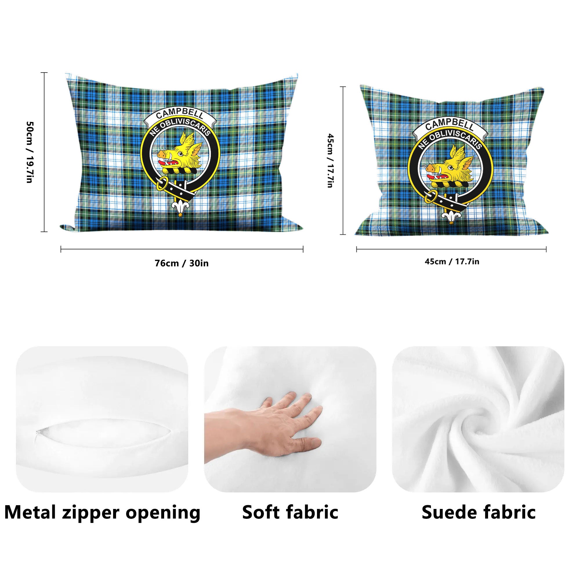 Campbell Dress Ancient Tartan Crest Pillow Cover