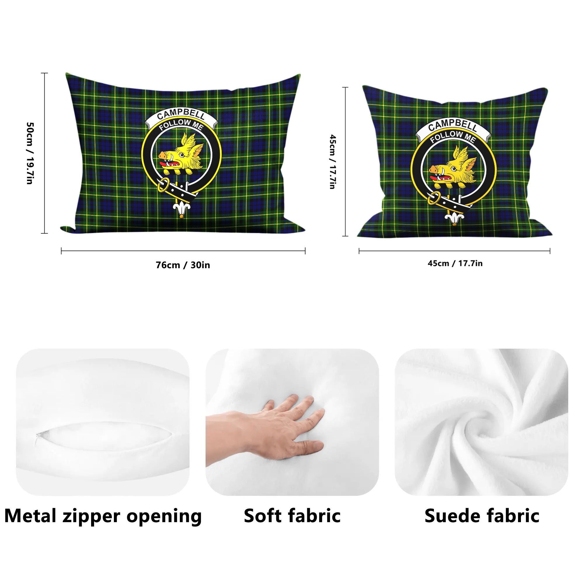 Campbell of Breadalbane Modern Tartan Crest Pillow Cover