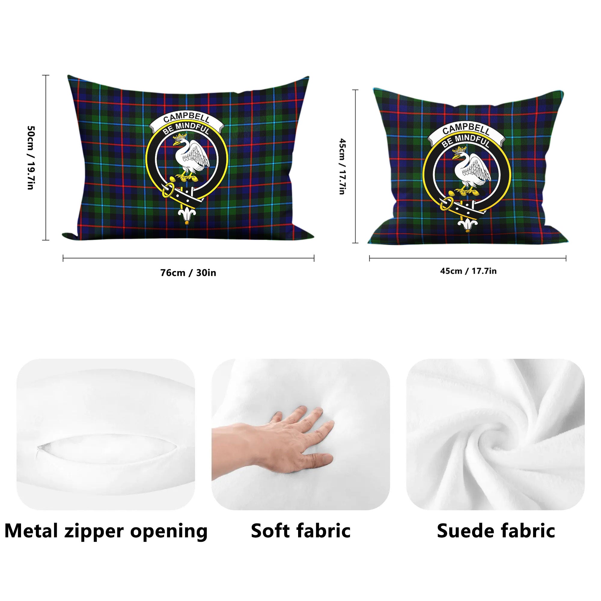 Campbell of Cawdor Modern Tartan Crest Pillow Cover