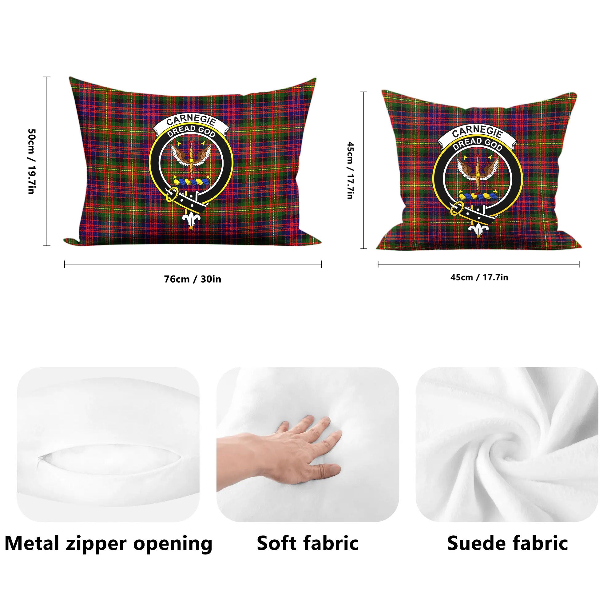 Carnegie Modern Tartan Crest Pillow Cover