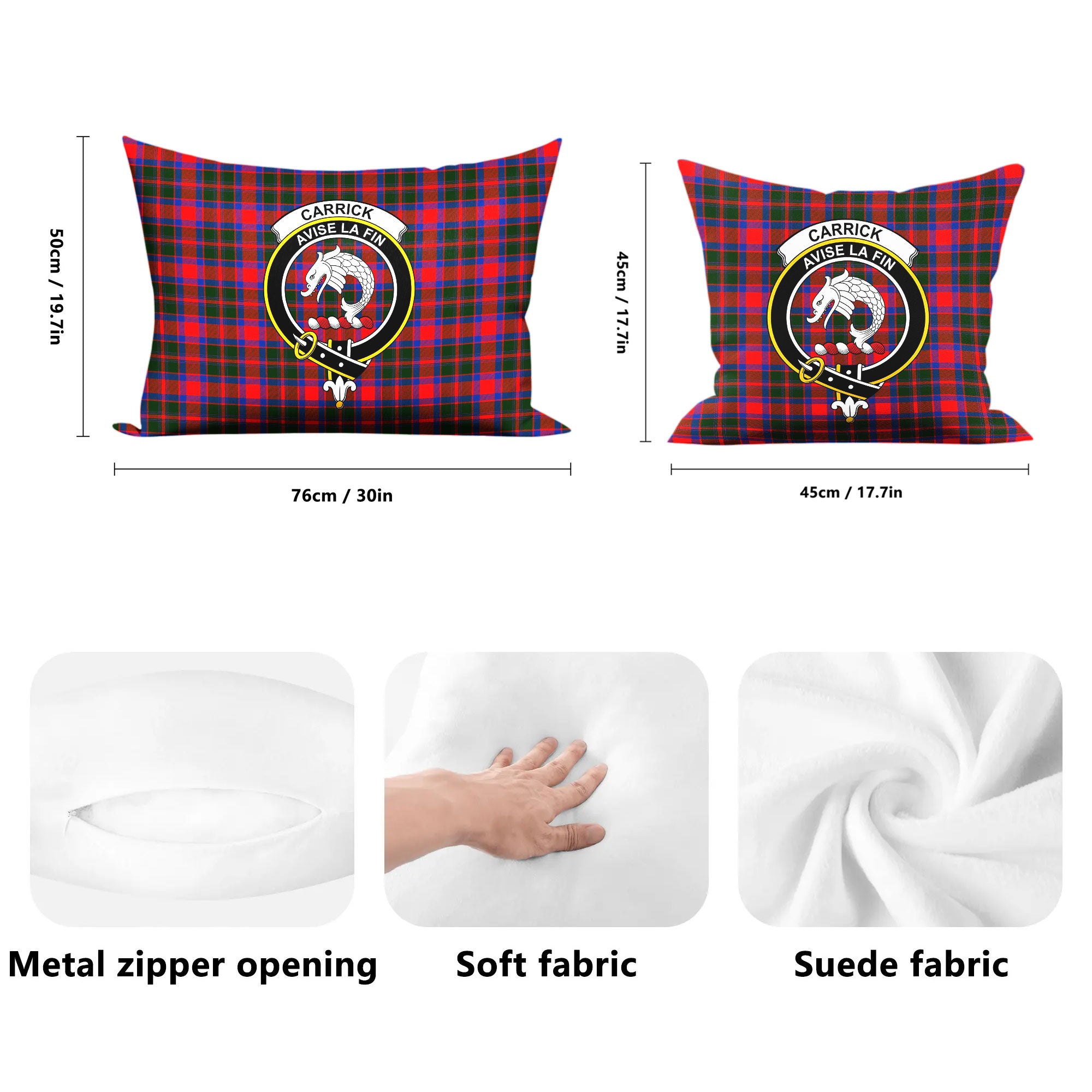 Carrick District Tartan Crest Pillow Cover