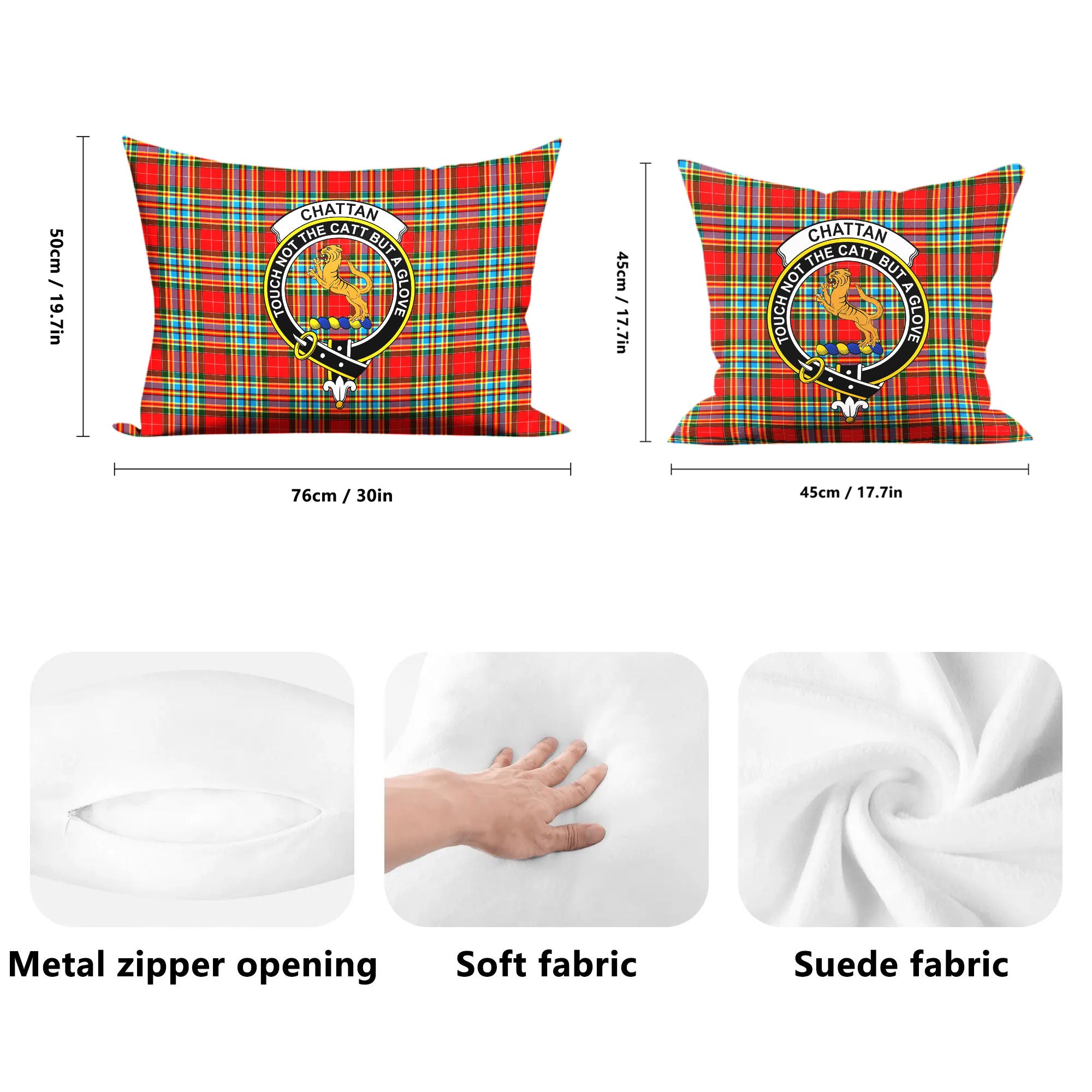 Chattan Tartan Crest Pillow Cover