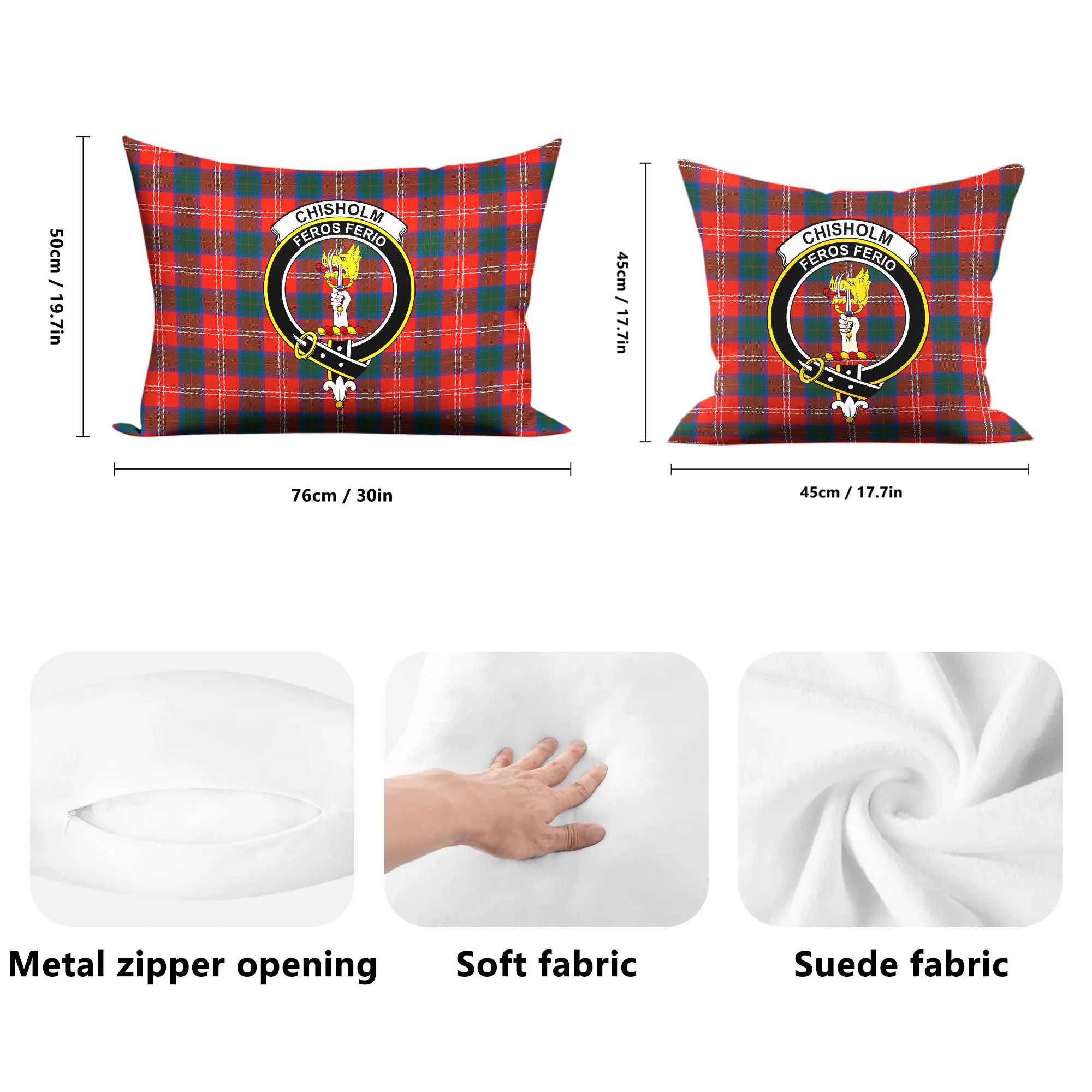 Chisholm Ancient Tartan Crest Pillow Cover