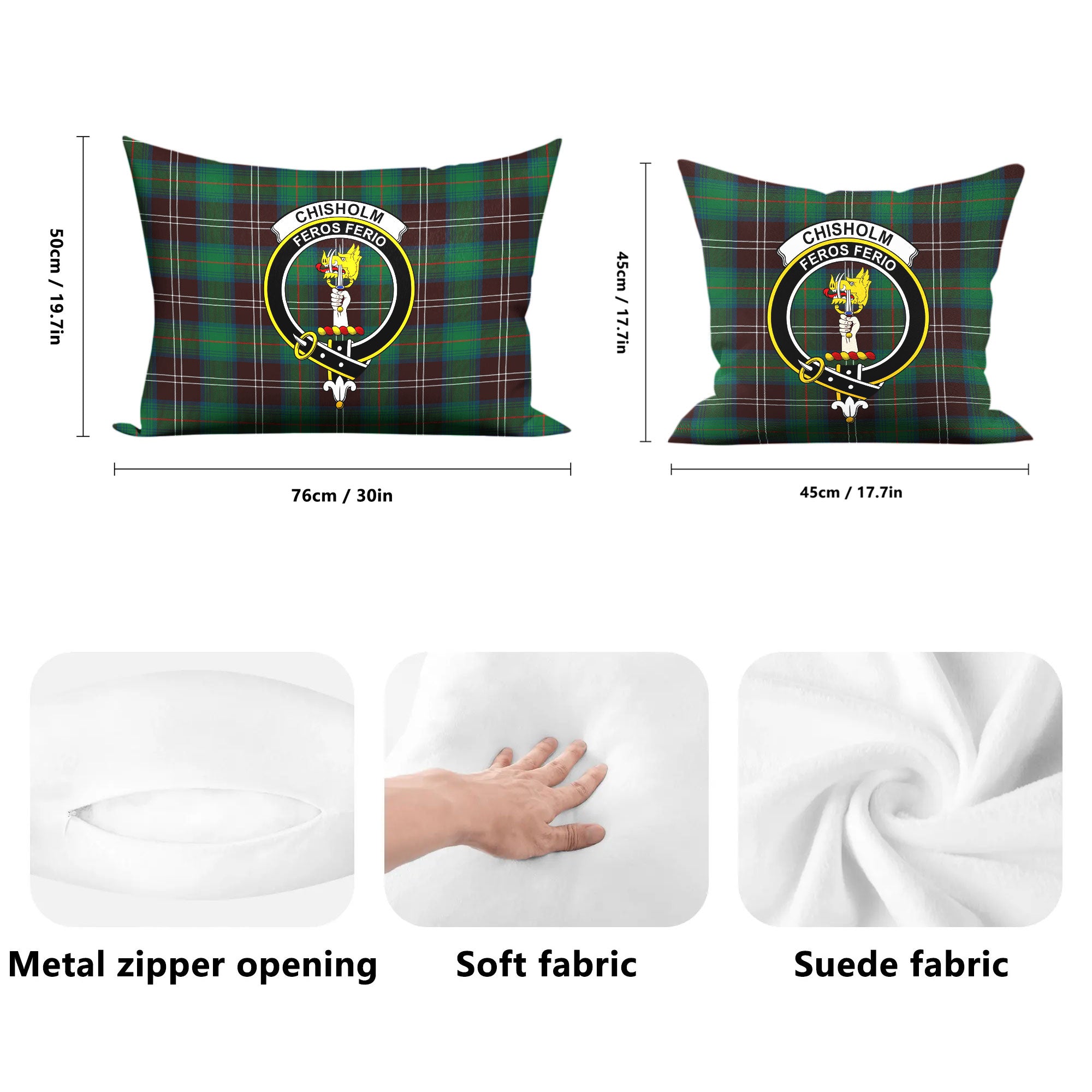 Chisholm Hunting Ancient Tartan Crest Pillow Cover