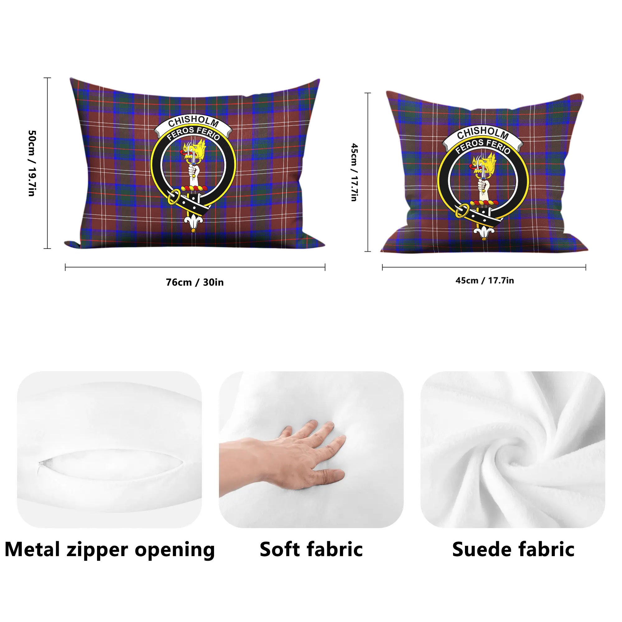 Chisholm Hunting Modern Tartan Crest Pillow Cover