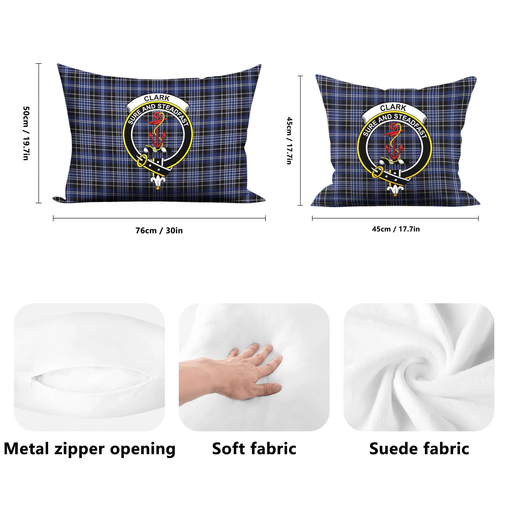 Clark Modern Tartan Crest Pillow Cover