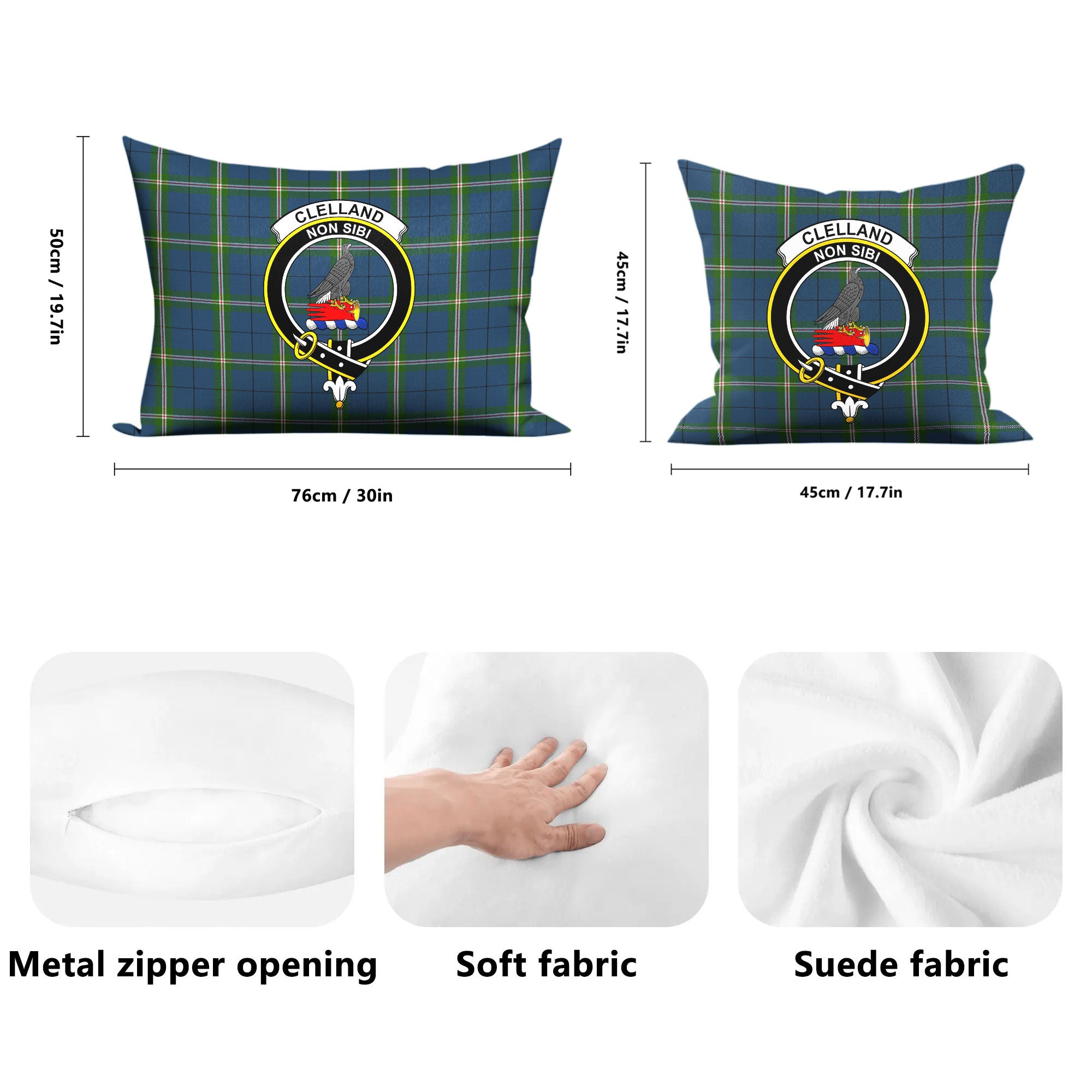 Clelland Tartan Crest Pillow Cover