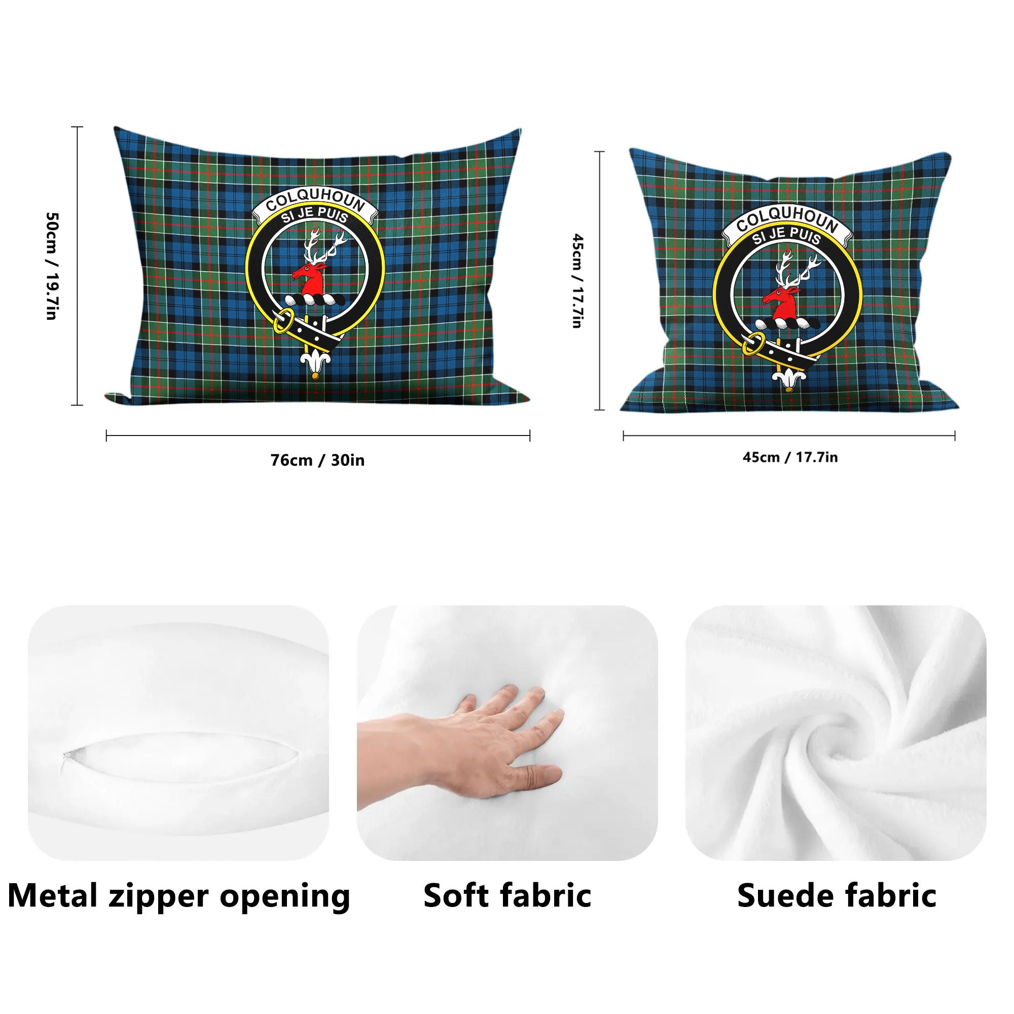 Colquhoun Ancient Tartan Crest Pillow Cover