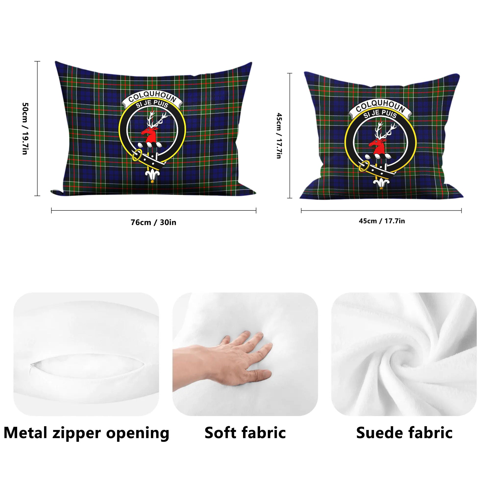 Colquhoun Modern Tartan Crest Pillow Cover