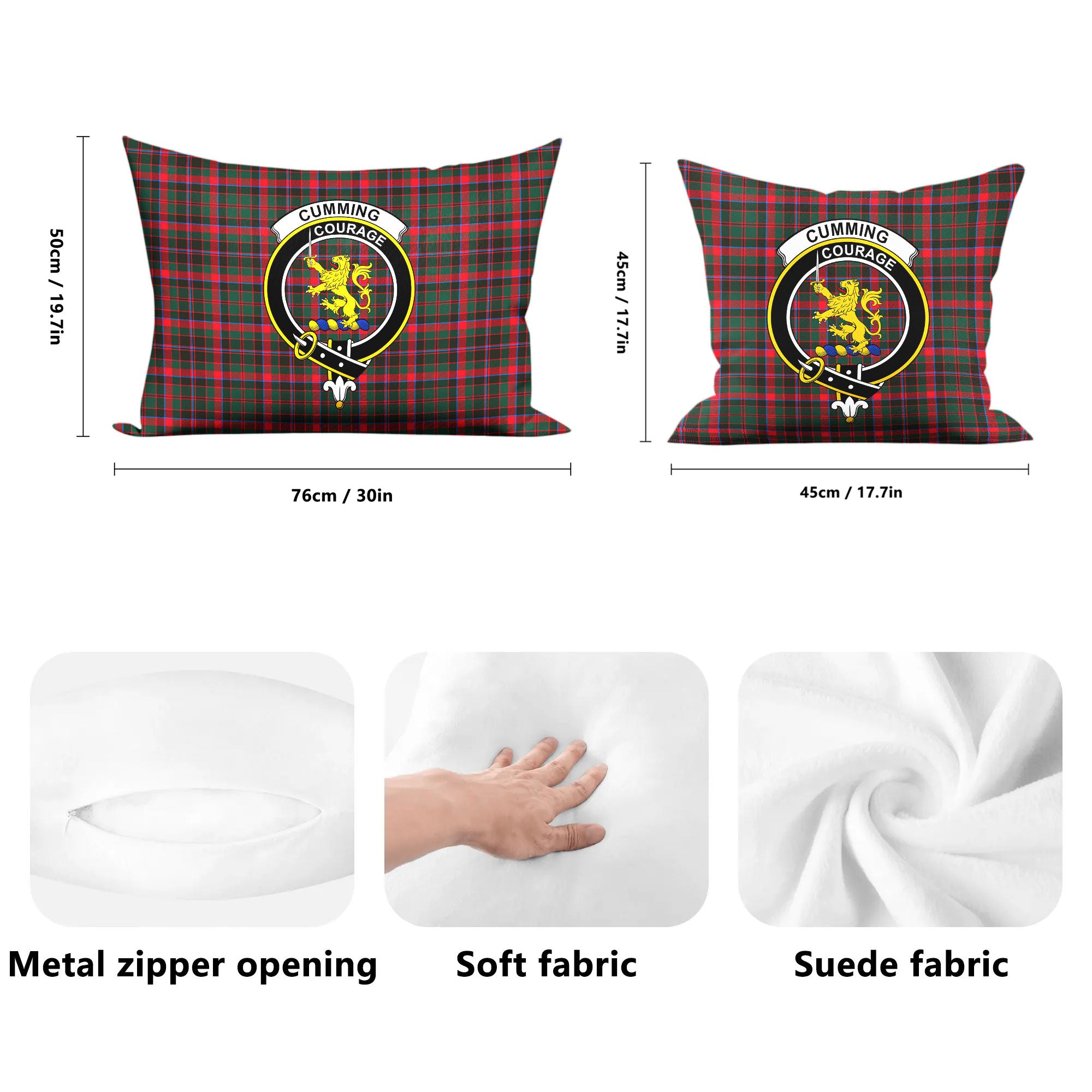 Cumming Hunting Modern Tartan Crest Pillow Cover