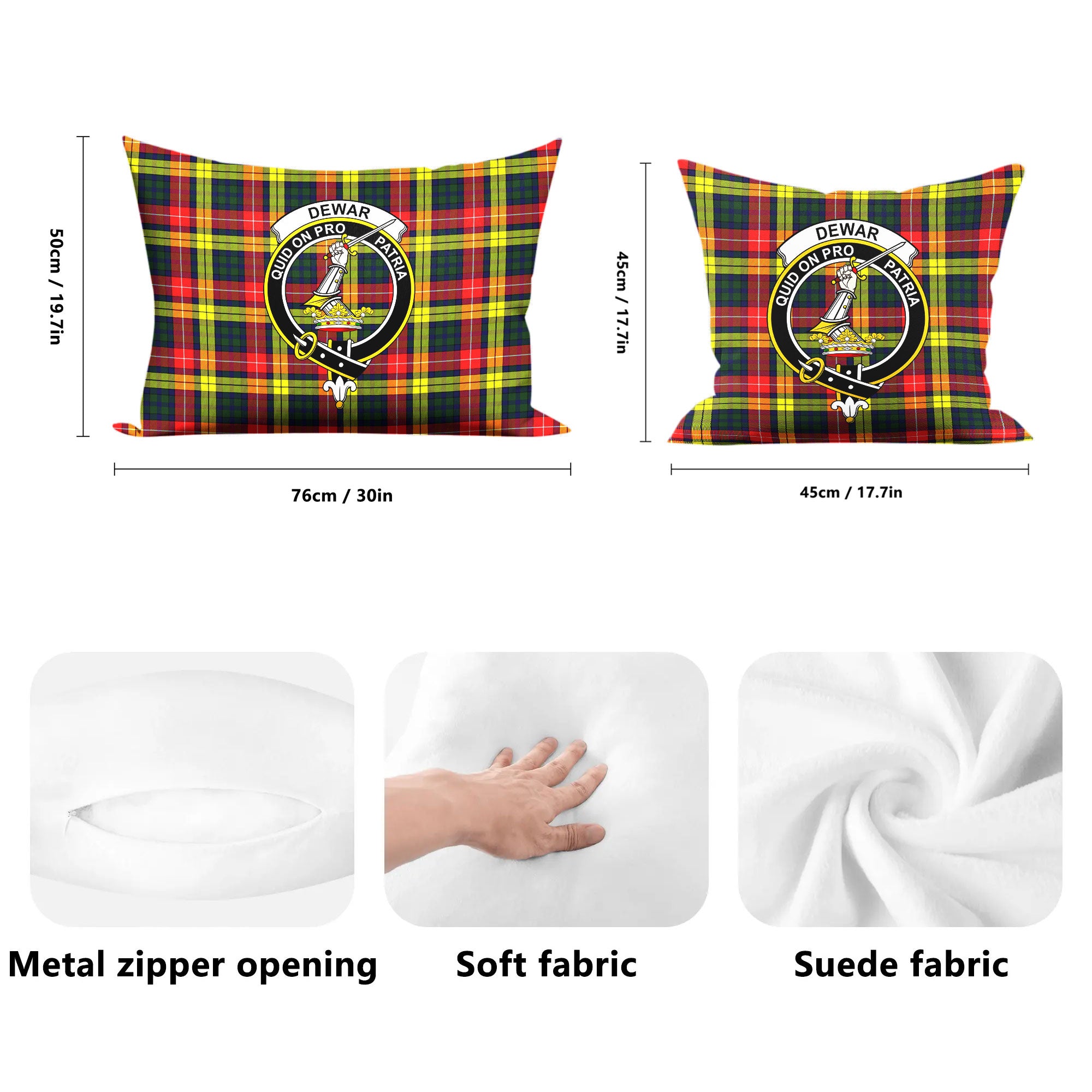 Dewar Tartan Crest Pillow Cover