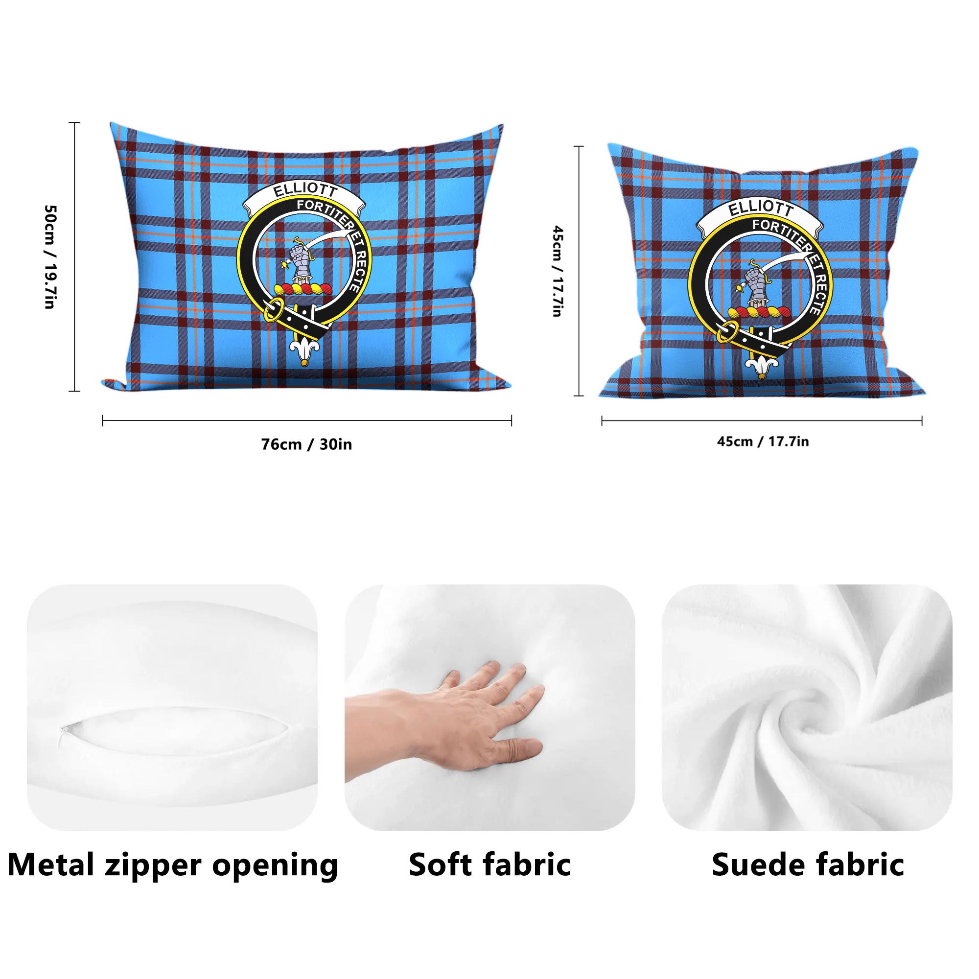 Elliott Ancient Tartan Crest Pillow Cover