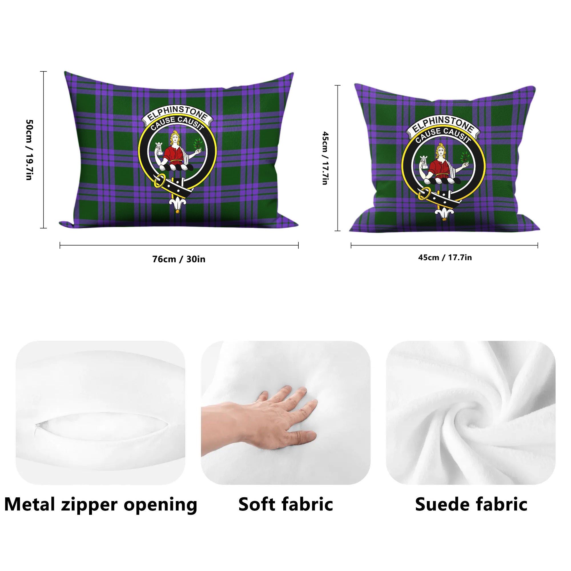 Elphinstone Tartan Crest Pillow Cover