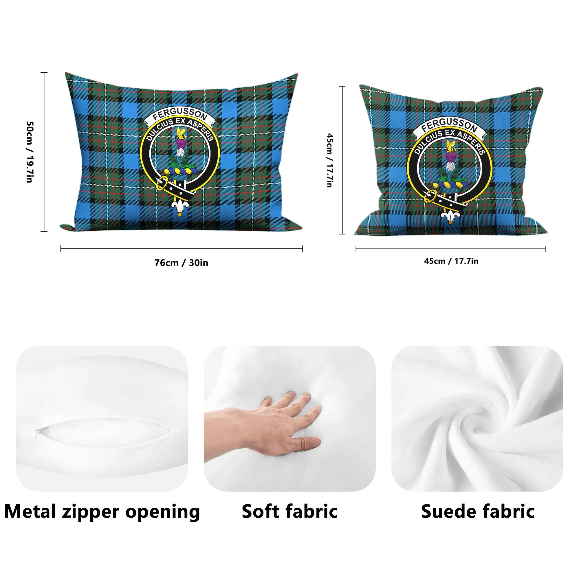 Fergusson Ancient Tartan Crest Pillow Cover