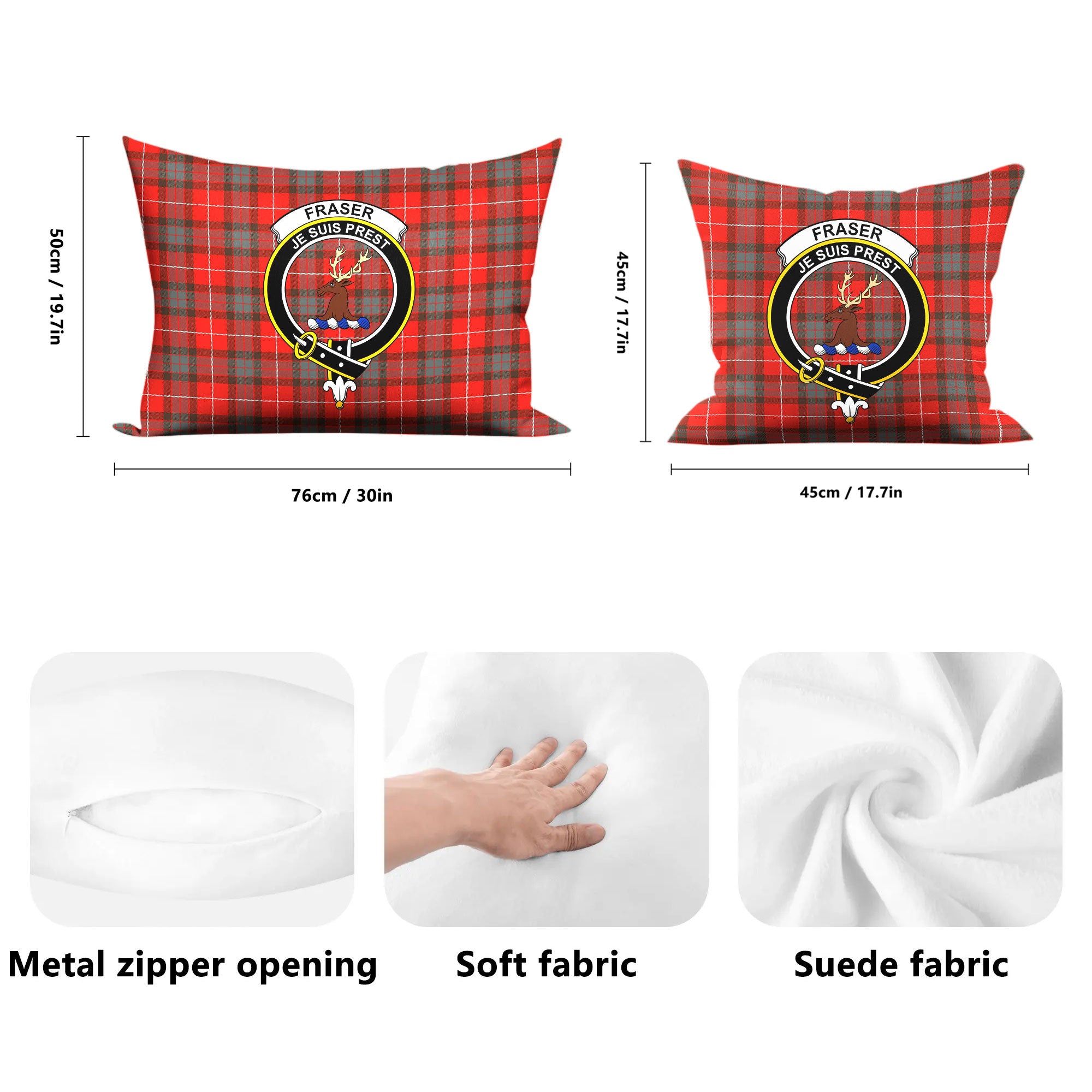 Fraser (of Lovat) Weathered Tartan Crest Pillow Cover