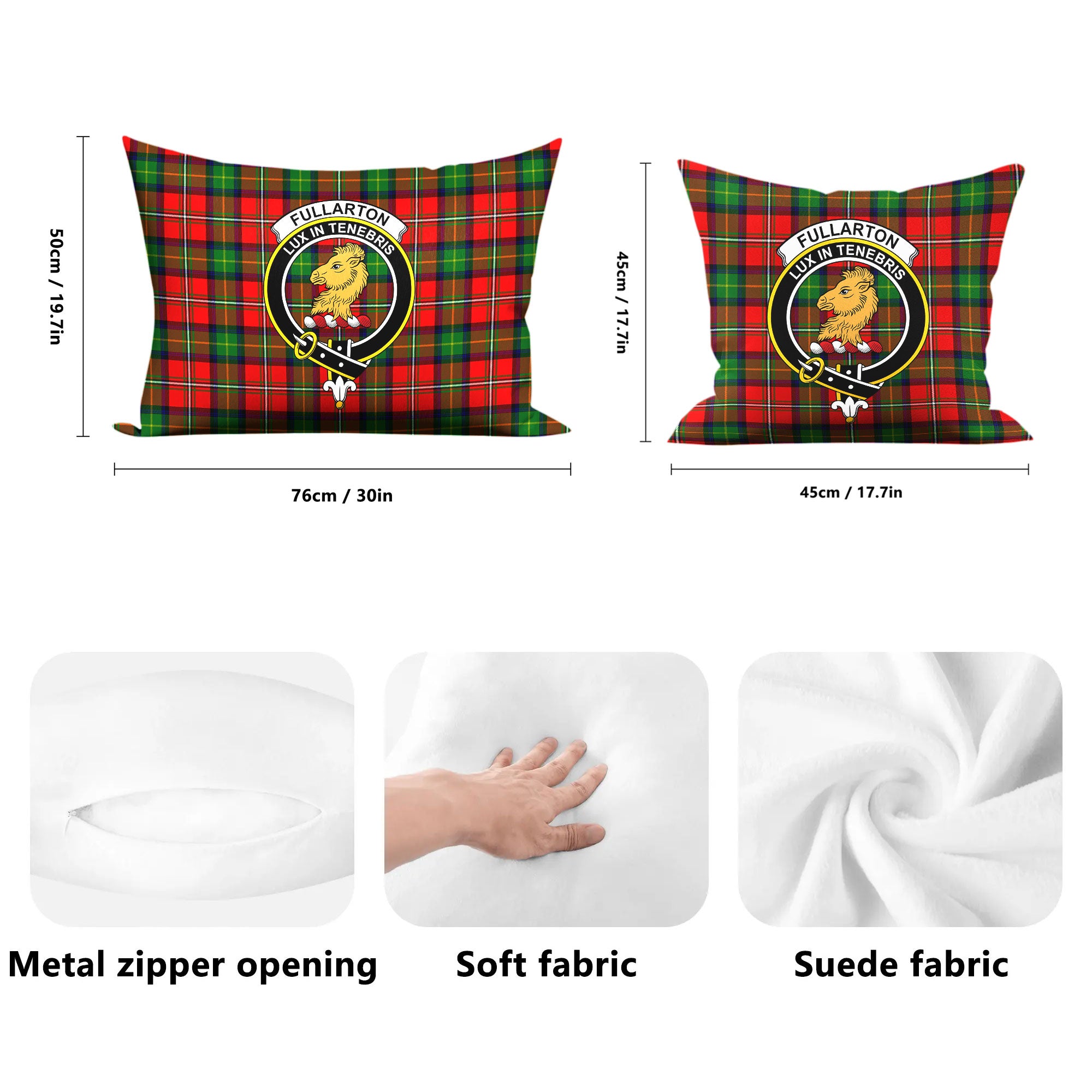 Fullarton Tartan Crest Pillow Cover