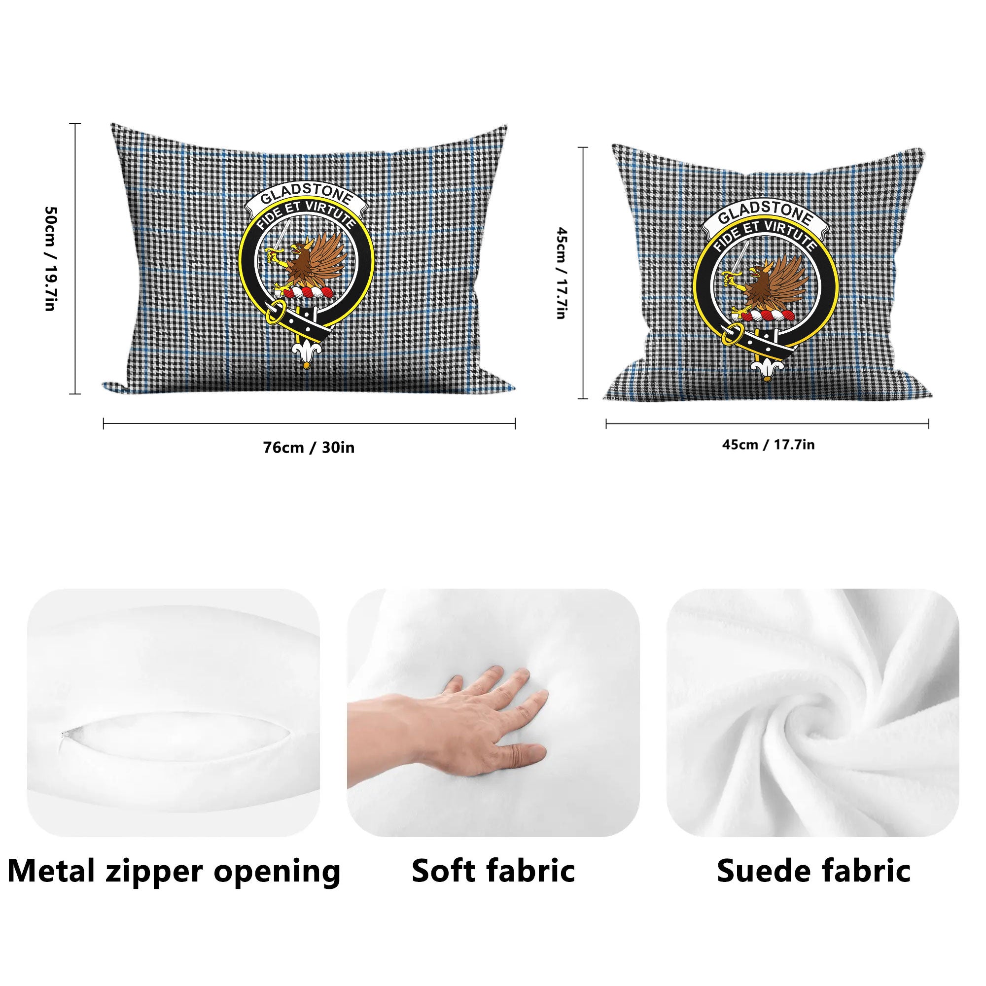 Gladstone Tartan Crest Pillow Cover