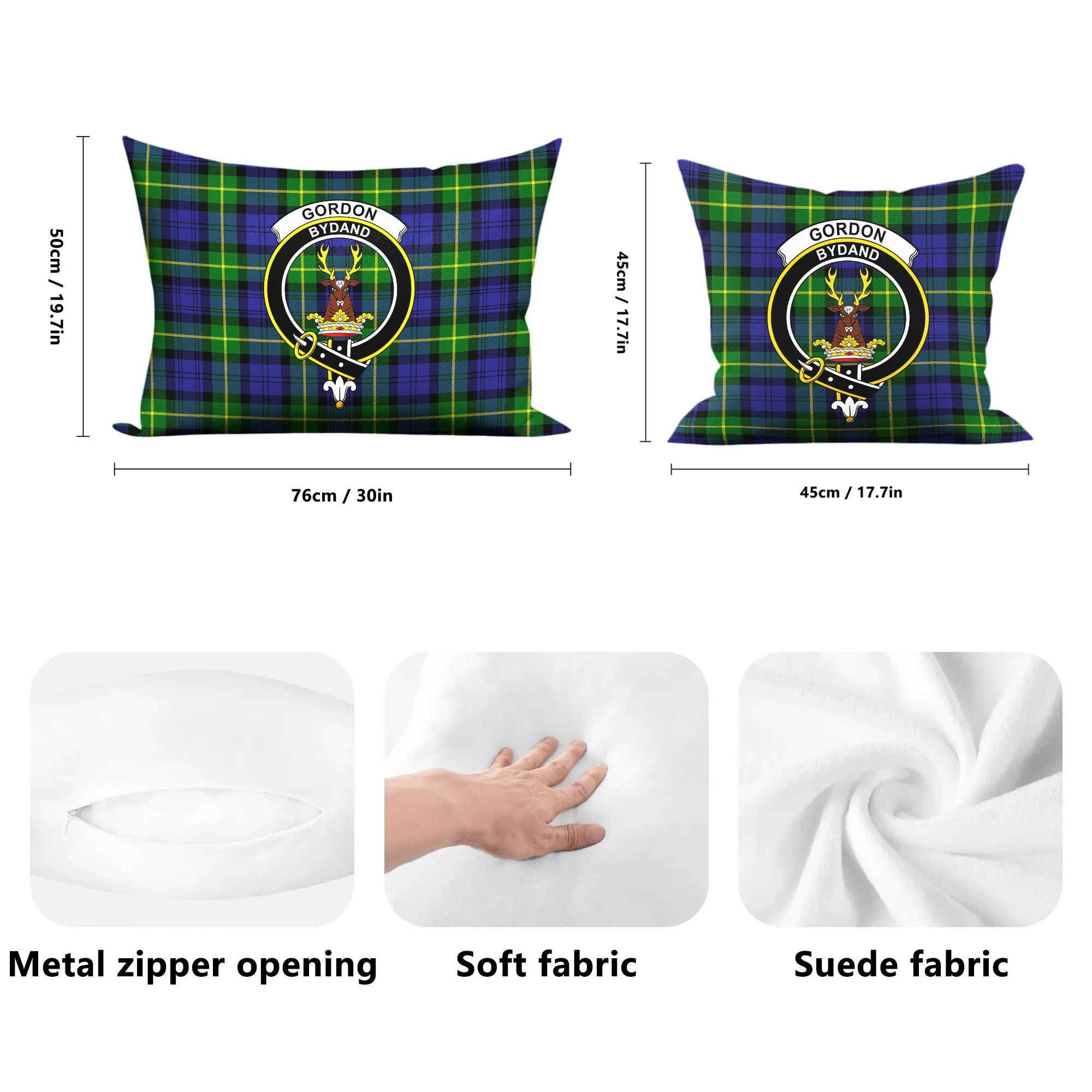 Gordon Modern Tartan Crest Pillow Cover