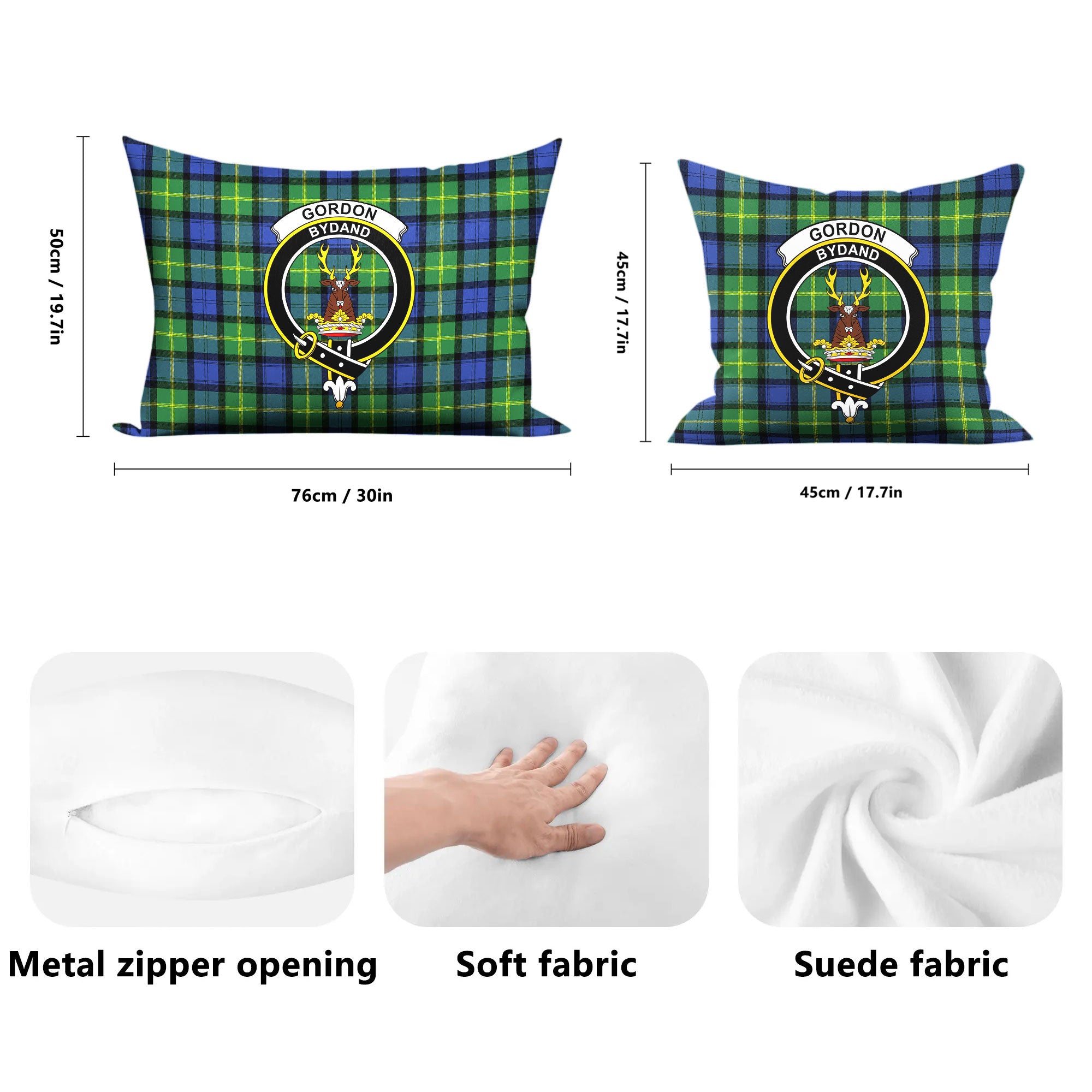 Gordon Old Ancient Tartan Crest Pillow Cover