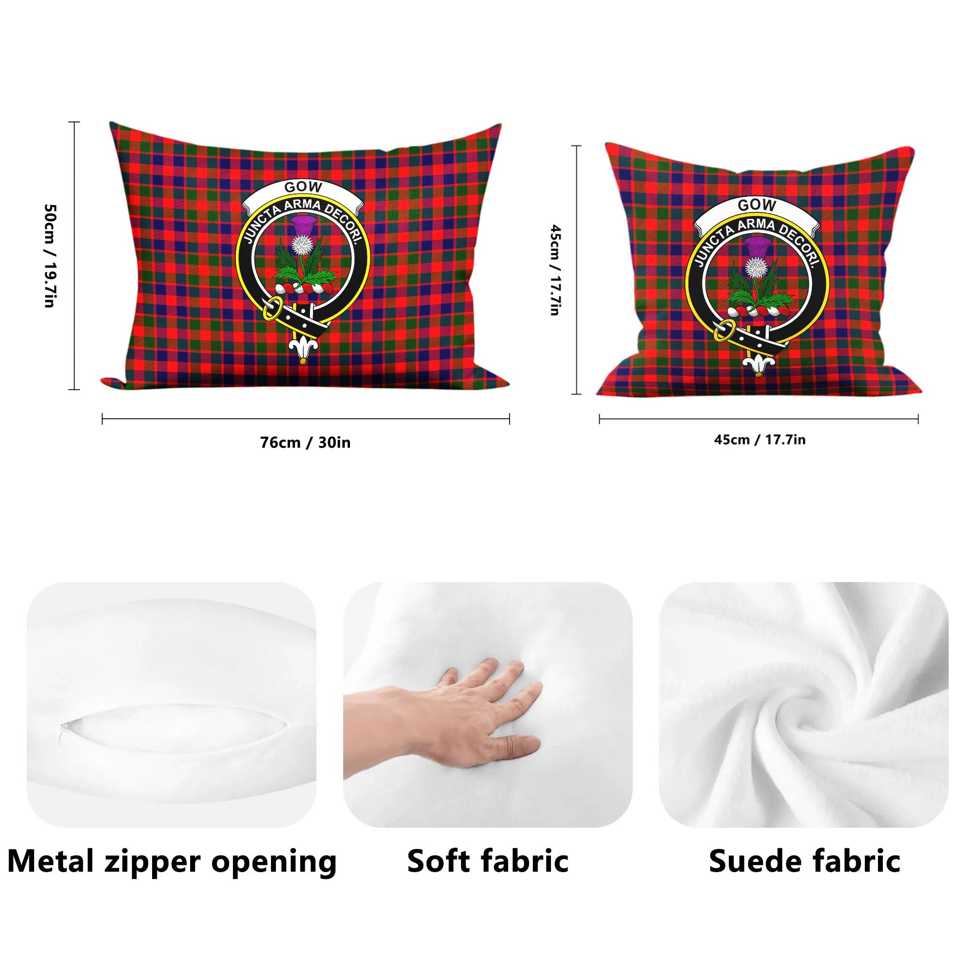 Gow (of Skeoch) Tartan Crest Pillow Cover