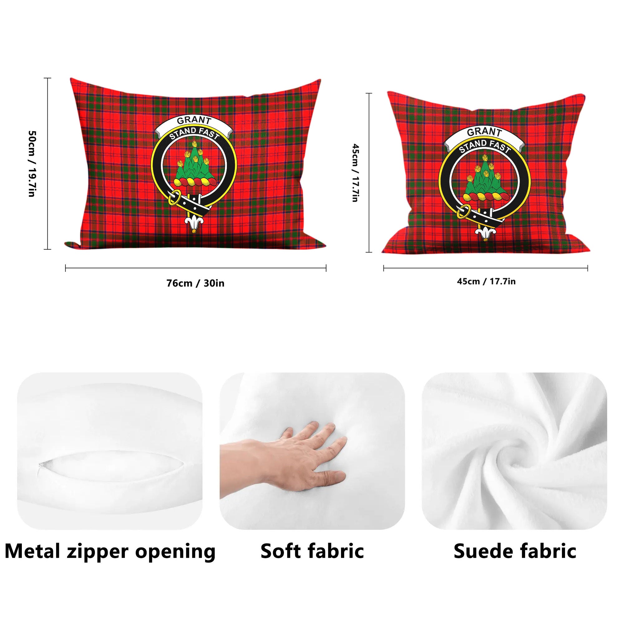 Grant Modern Tartan Crest Pillow Cover