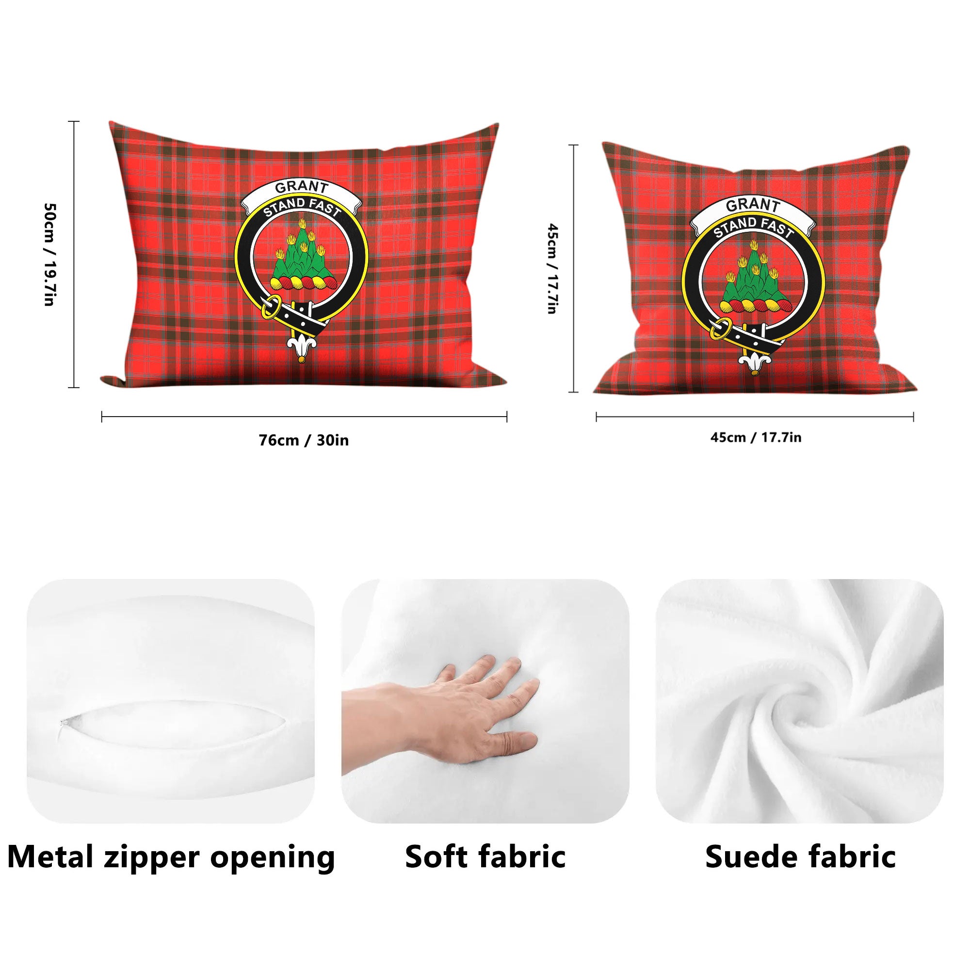 Grant Weathered Tartan Crest Pillow Cover