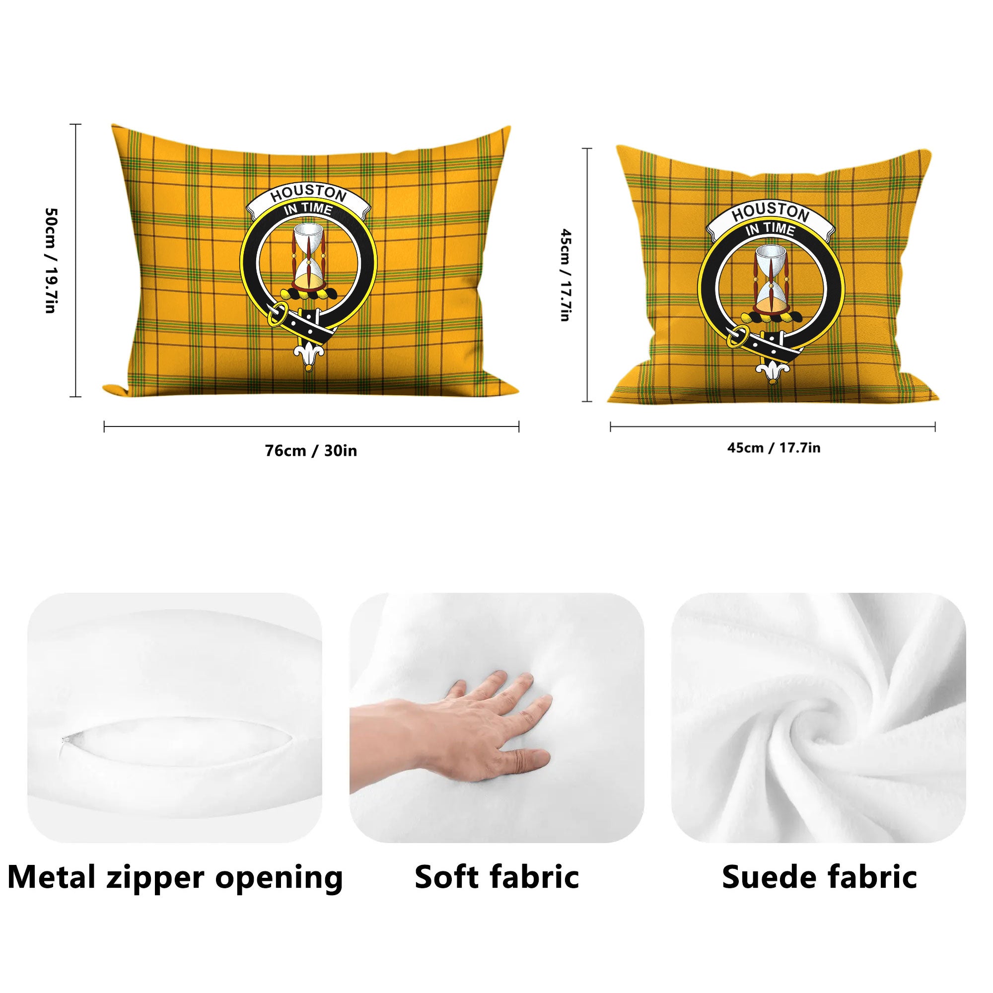 Houston Tartan Crest Pillow Cover