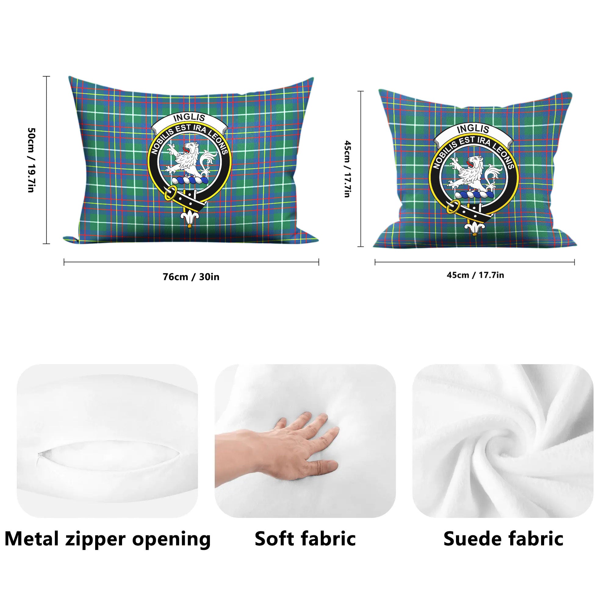 Inglis Ancient Tartan Crest Pillow Cover