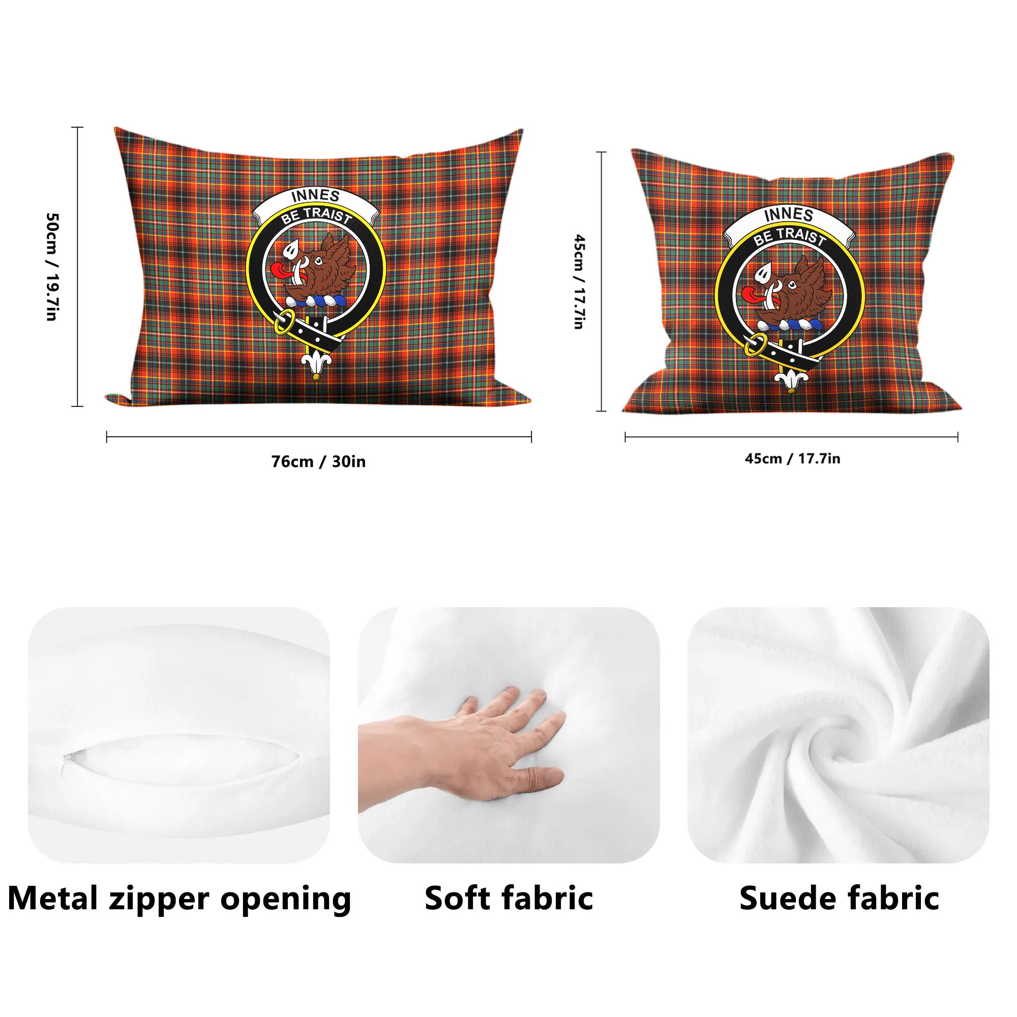 Innes Ancient Tartan Crest Pillow Cover