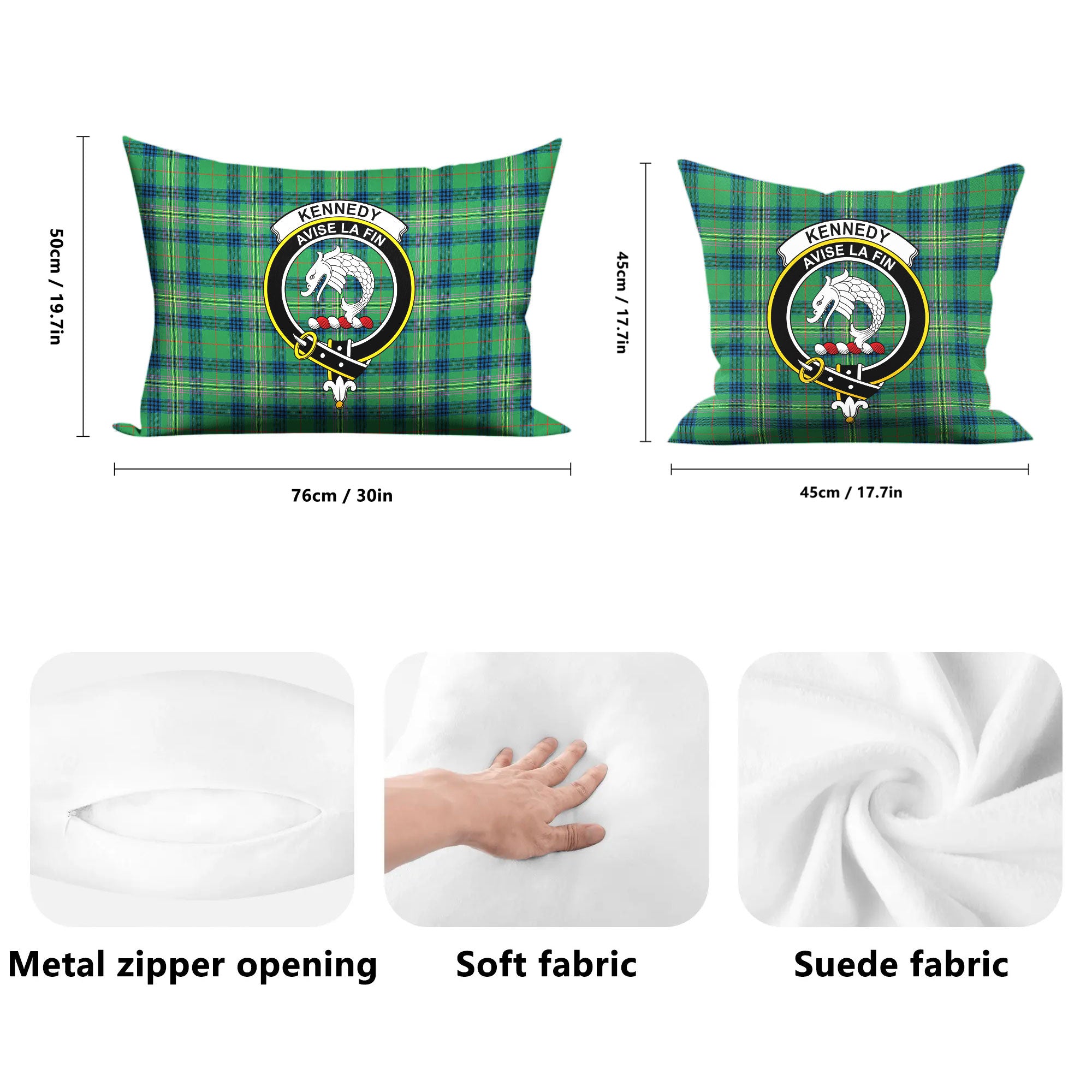 Kennedy Ancient Tartan Crest Pillow Cover