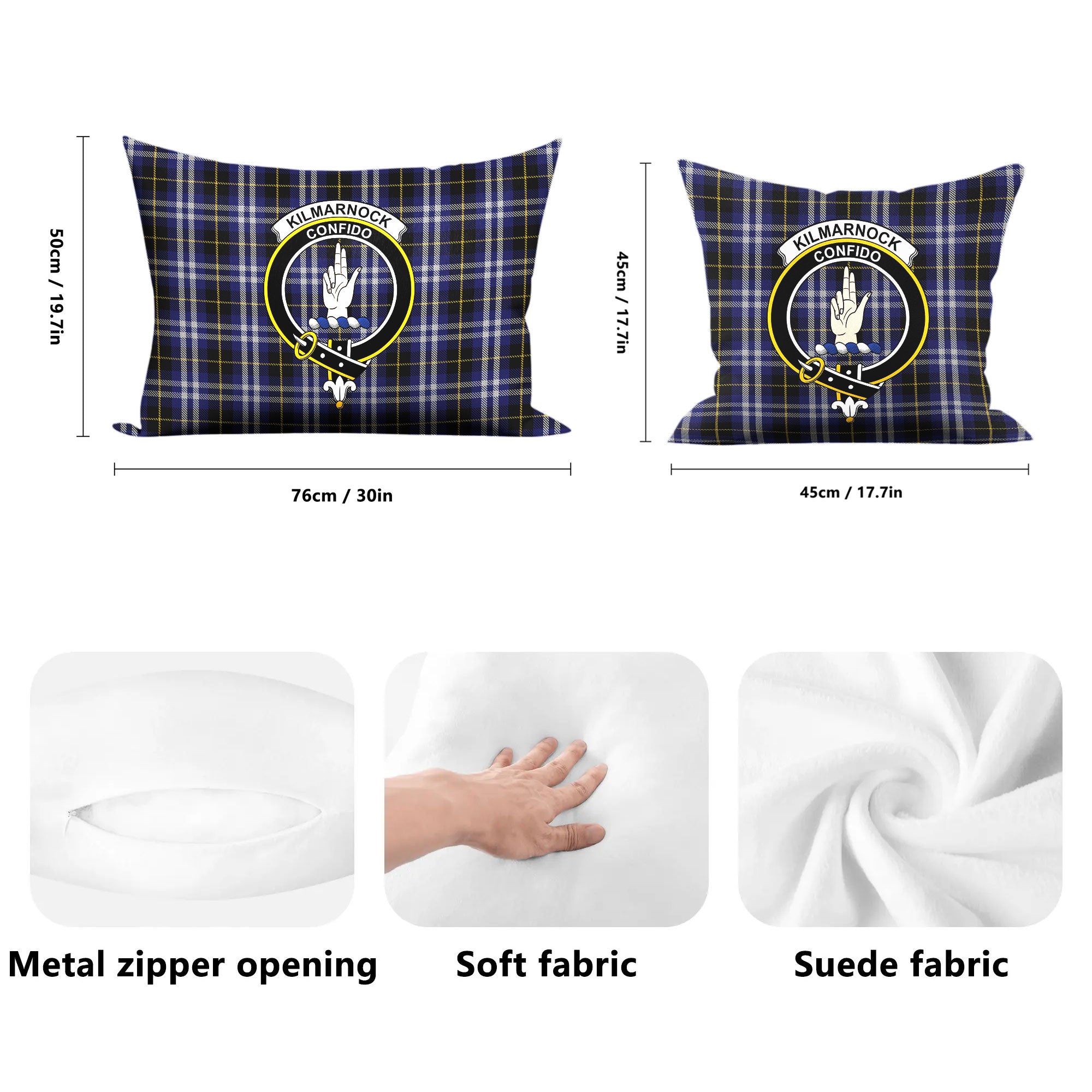 Kilmarnock Tartan Crest Pillow Cover