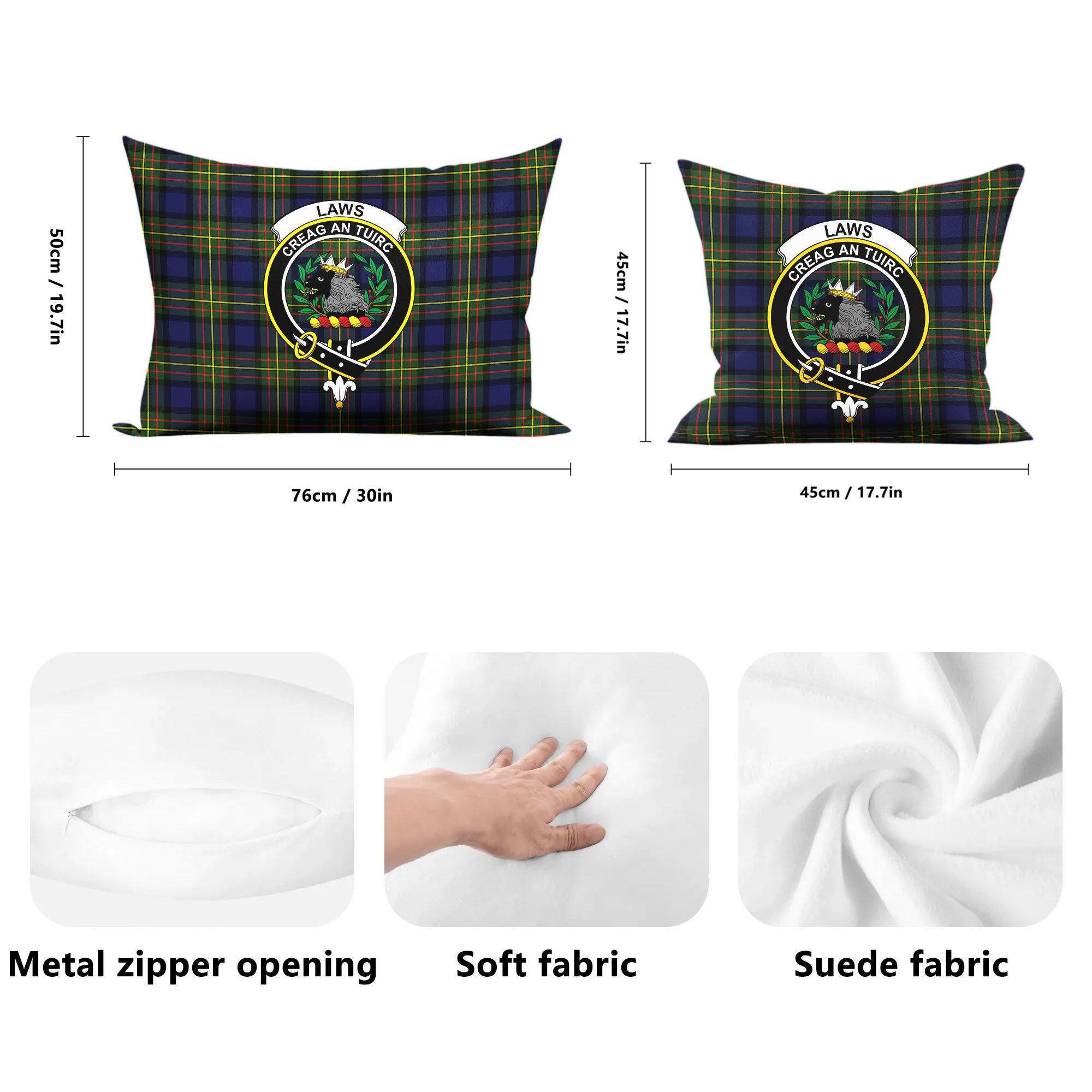 Laws Tartan Crest Pillow Cover