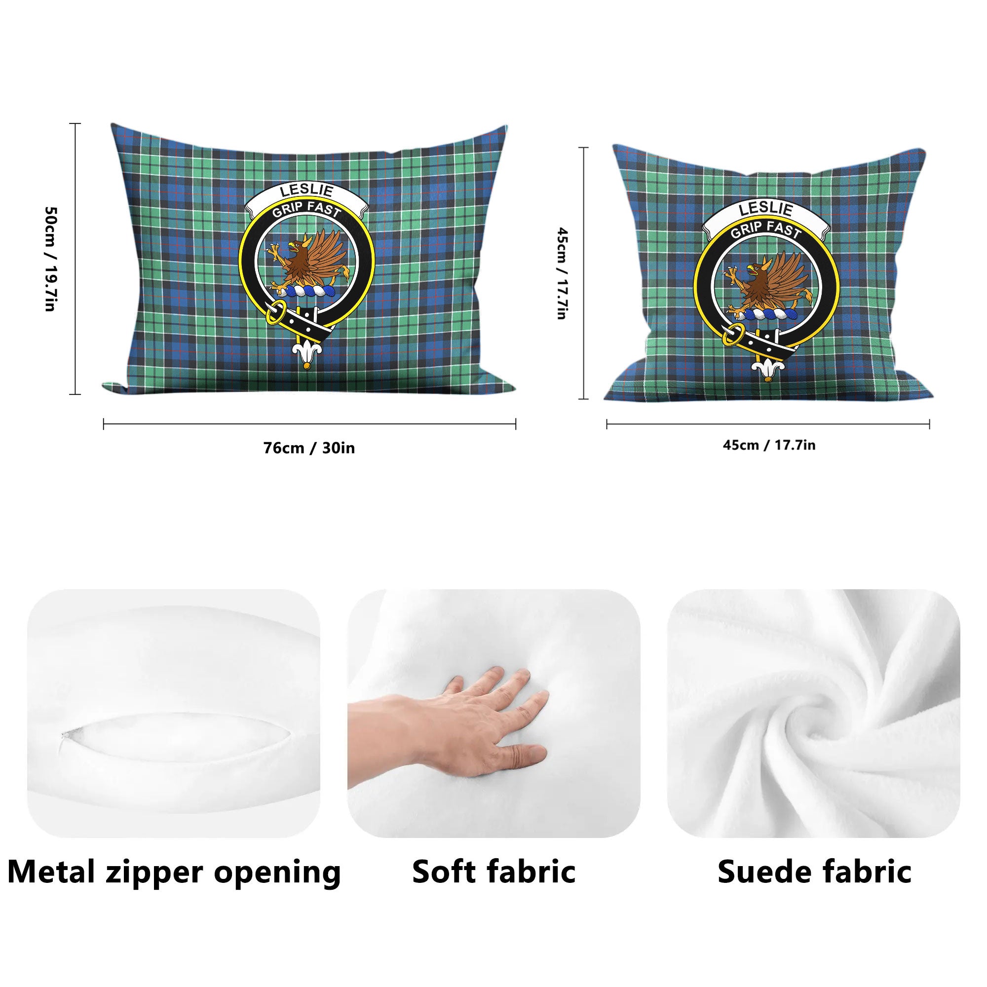 Leslie Hunting Ancient Tartan Crest Pillow Cover