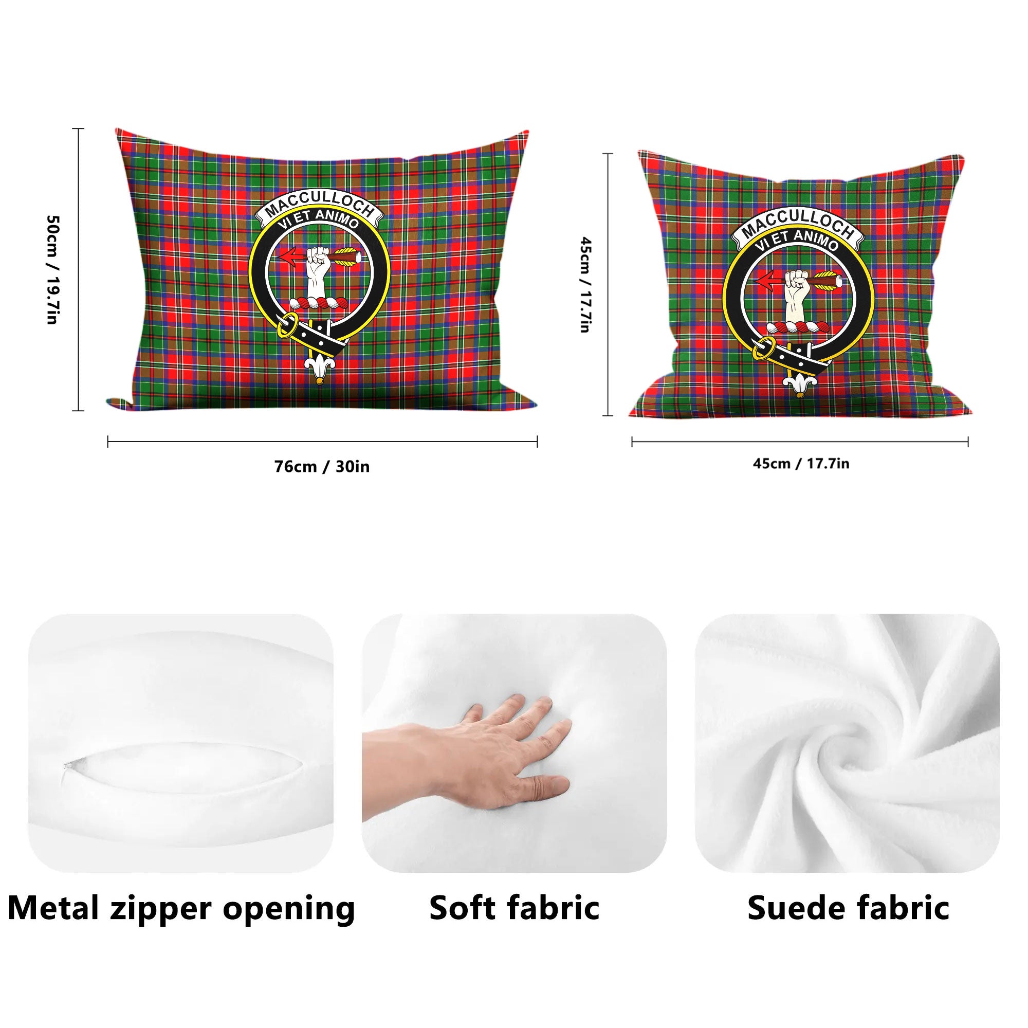 MacCulloch (McCulloch) Tartan Crest Pillow Cover