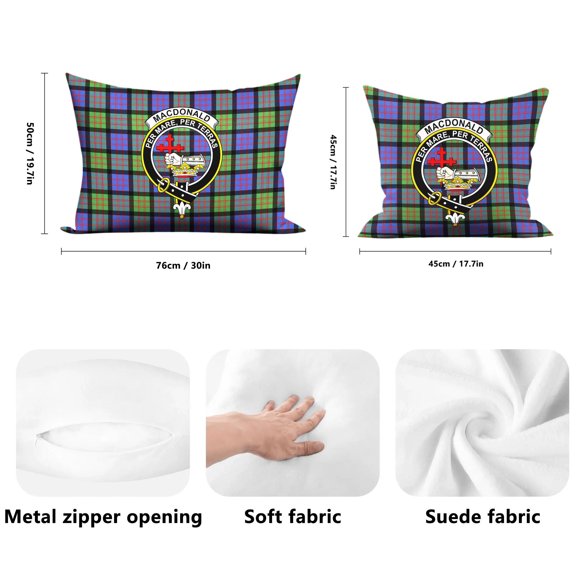 MacDonald Ancient Tartan Crest Pillow Cover