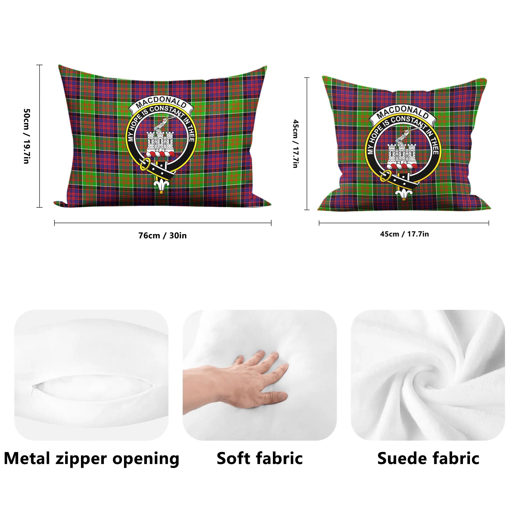 MacDonald (Clan Ranald) Tartan Crest Pillow Cover