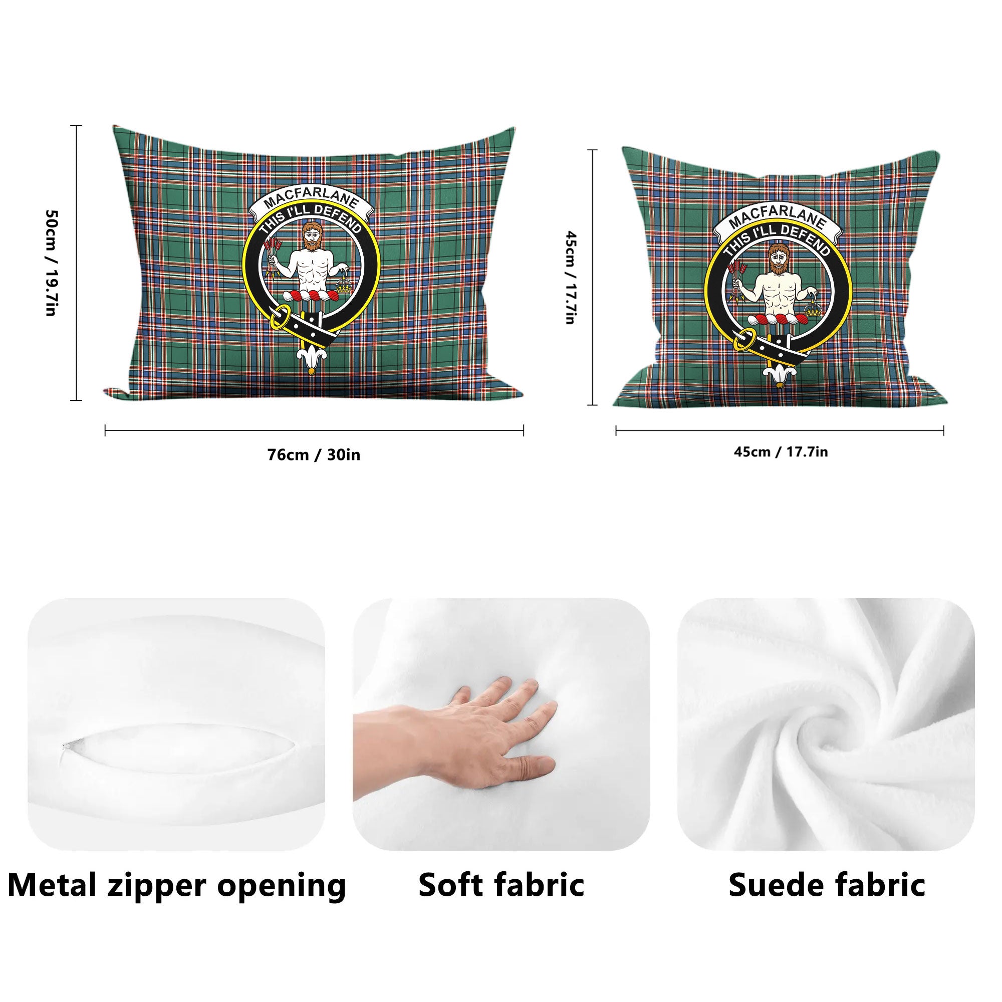 MacFarlane Hunting Ancient Tartan Crest Pillow Cover