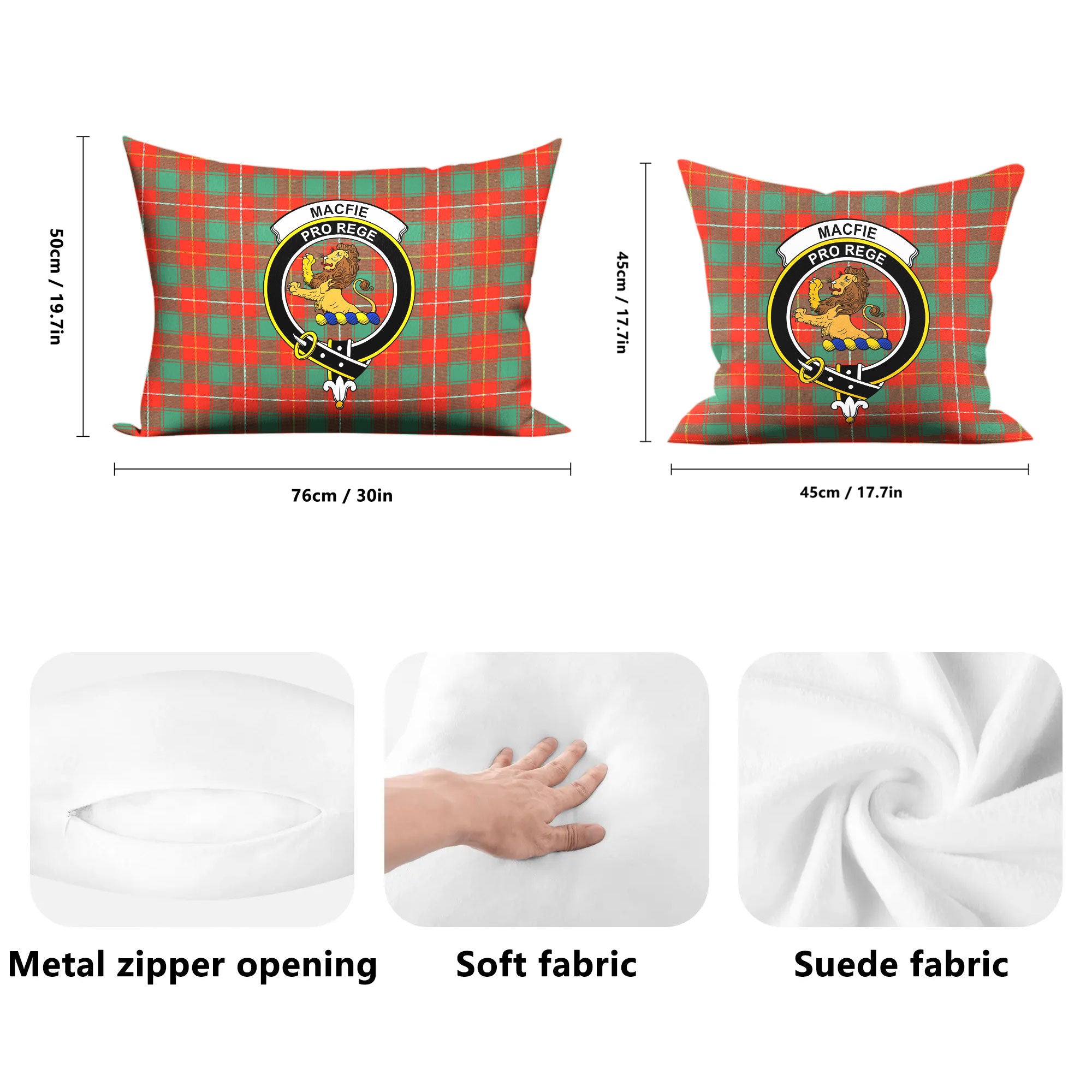 MacFie Ancient Tartan Crest Pillow Cover