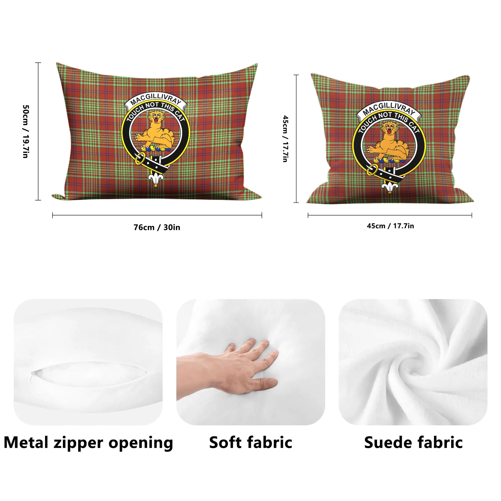 MacGillivray Hunting Ancient Tartan Crest Pillow Cover